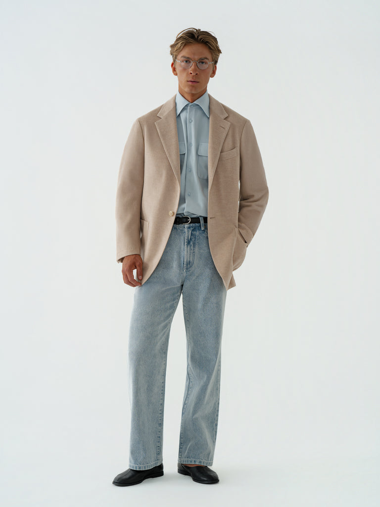 Grand Le Mar - Cream Wool Cashmere Silk Jacket (Casual Fit
