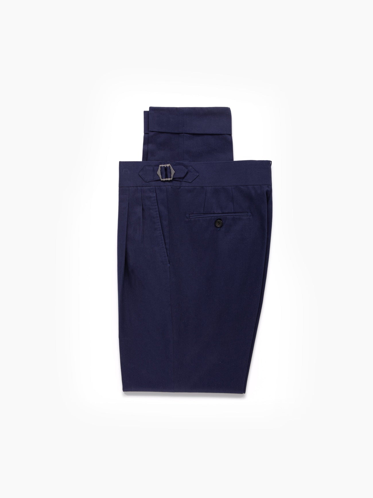 Navy Cotton Gurkha Trousers (Tapered Fit) - Grand Le Mar