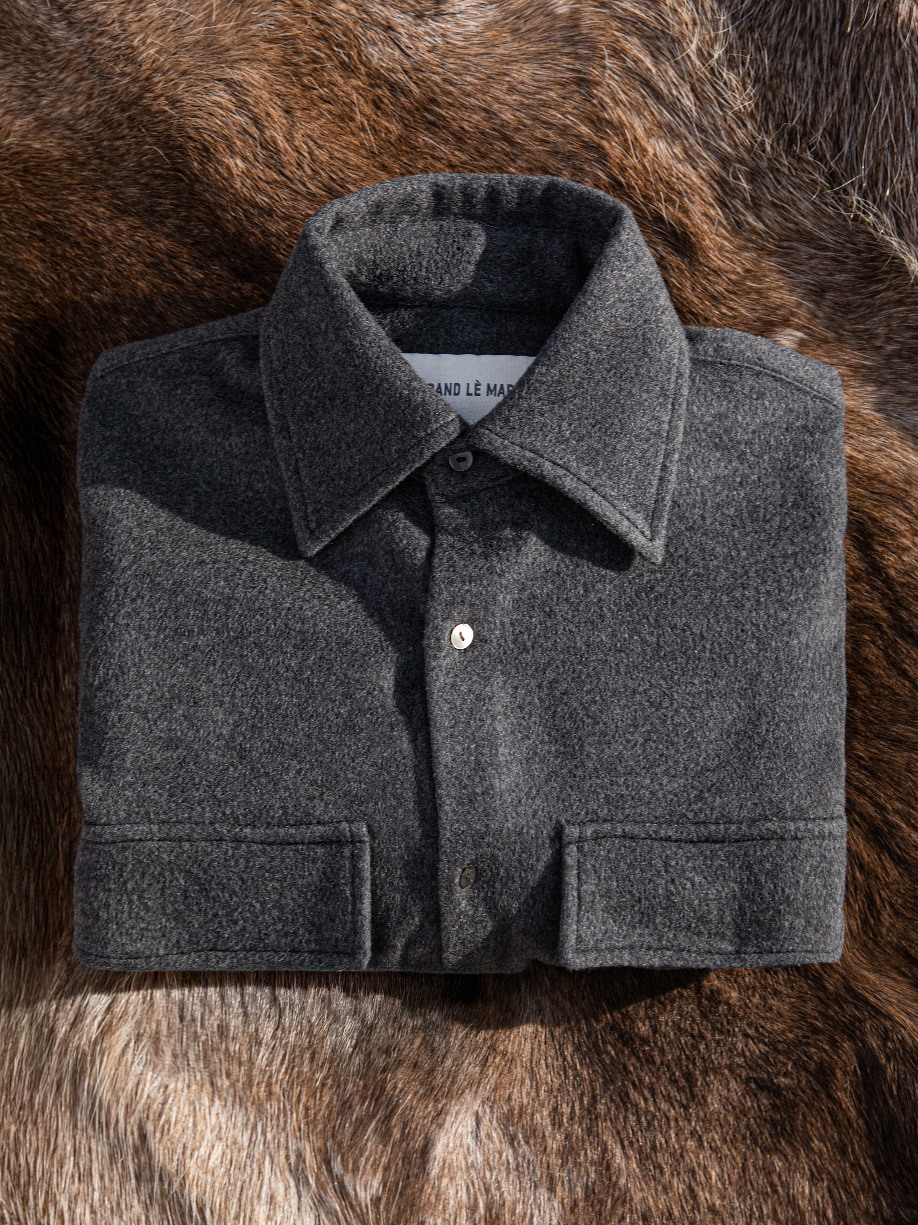 Heather Grey Wool Cashmere Silk Shirt