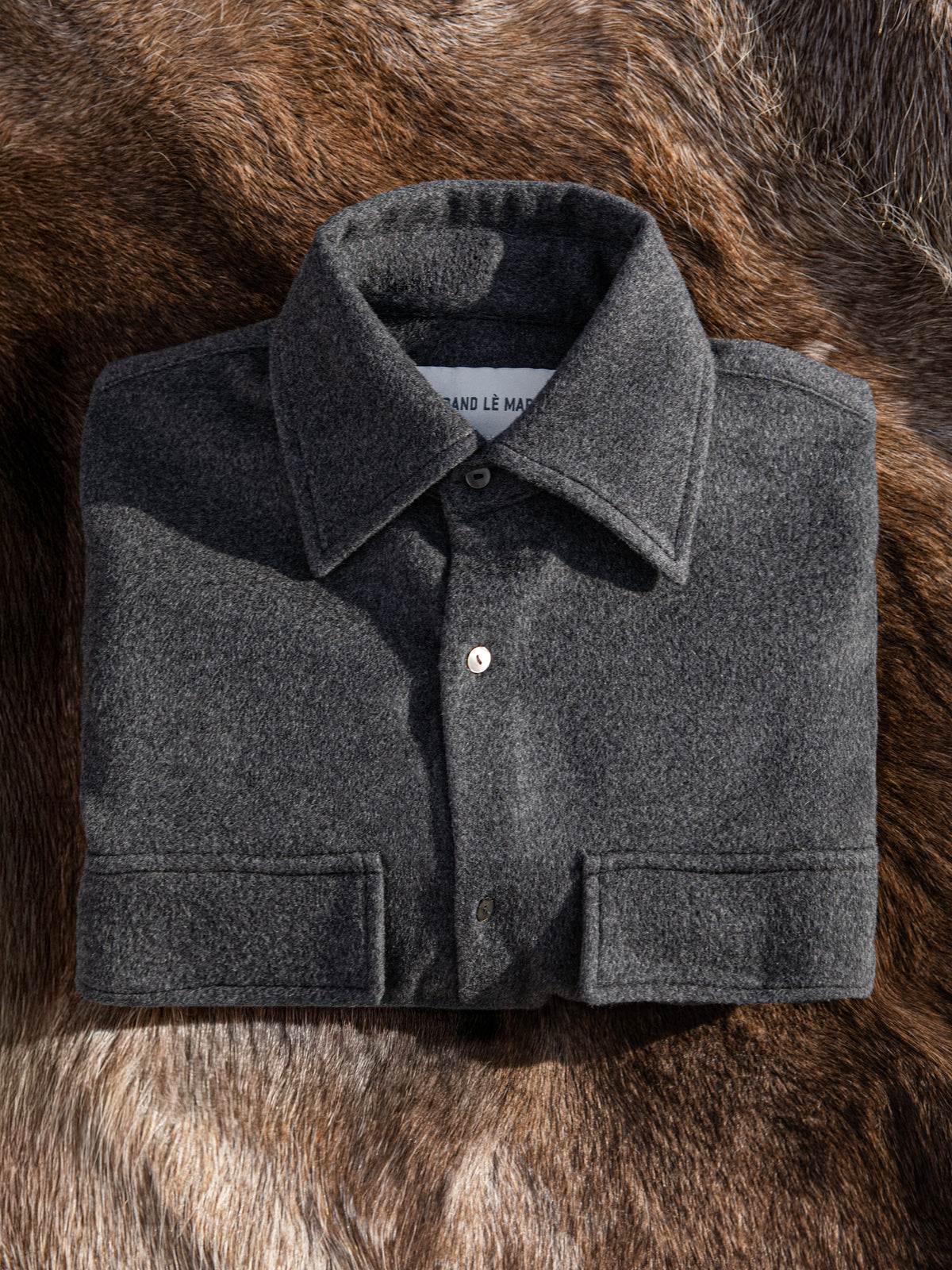 Heather Grey Wool Cashmere Silk Shirt