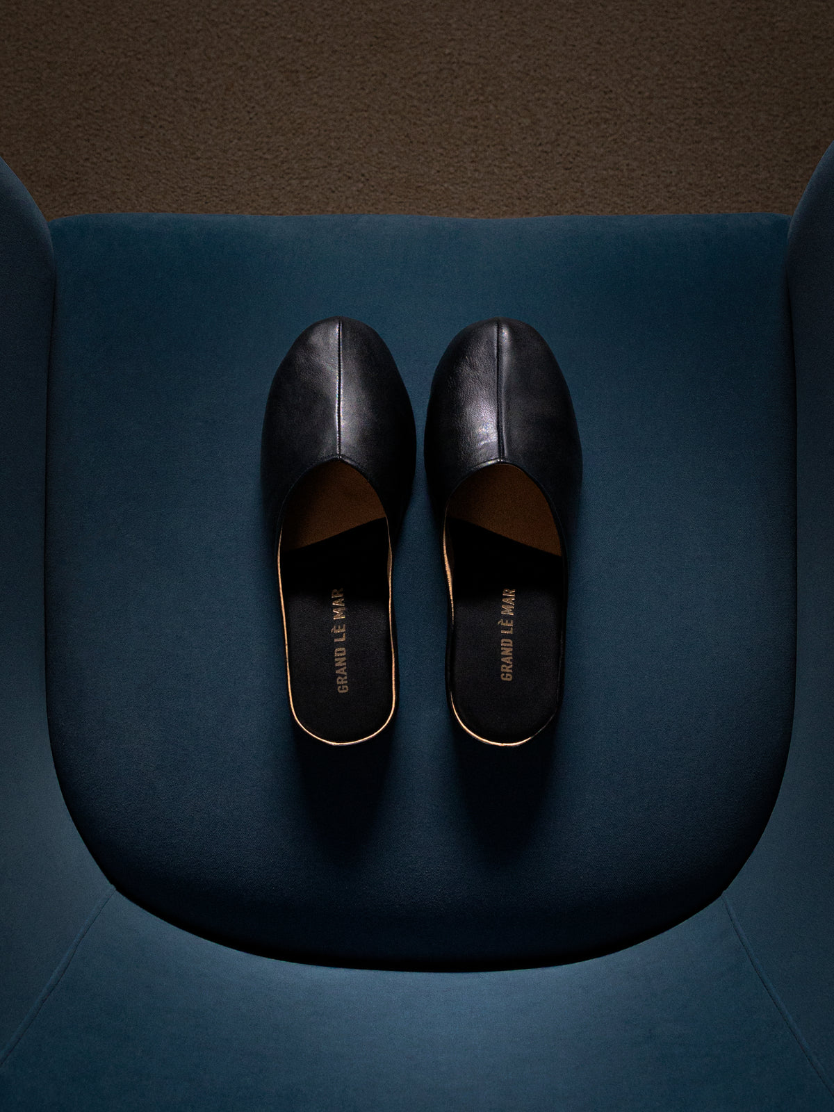 Black Leather Slides