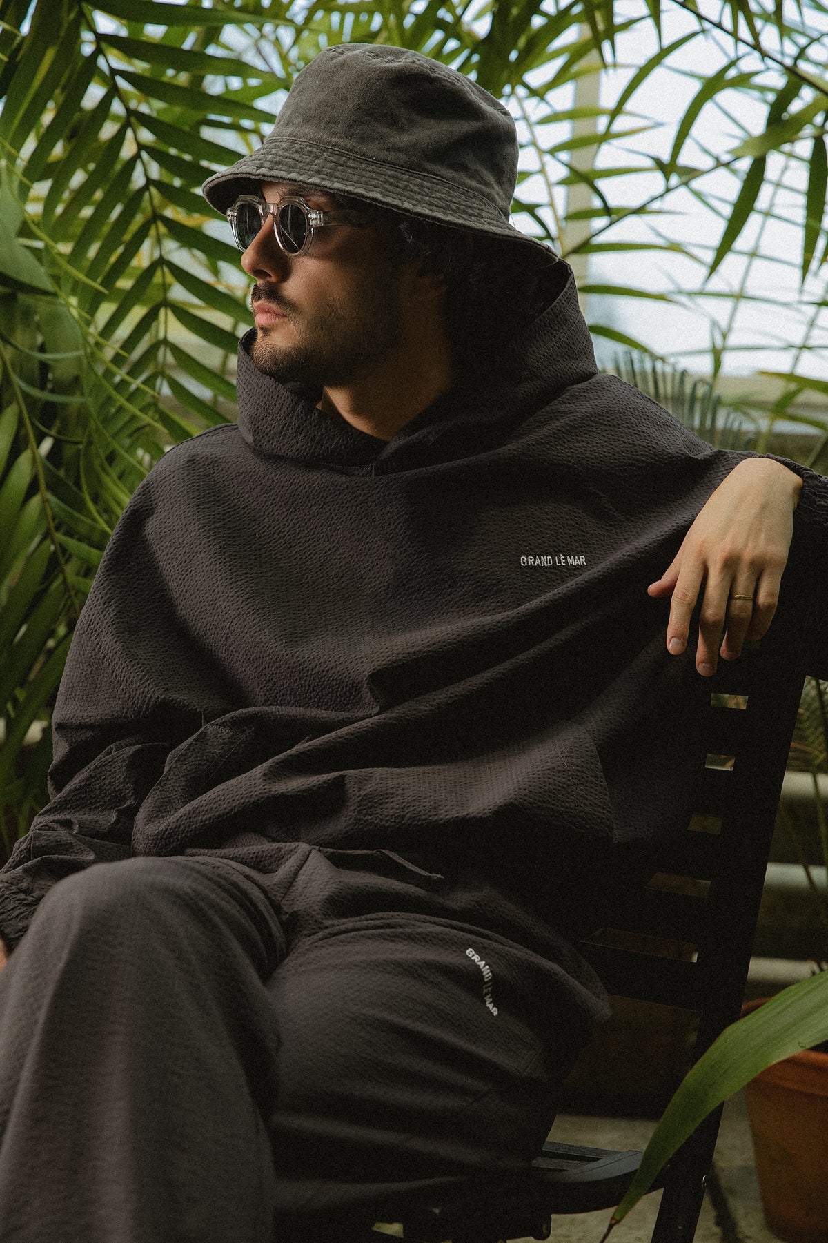 Dark Grey Seersucker Cotton Set
