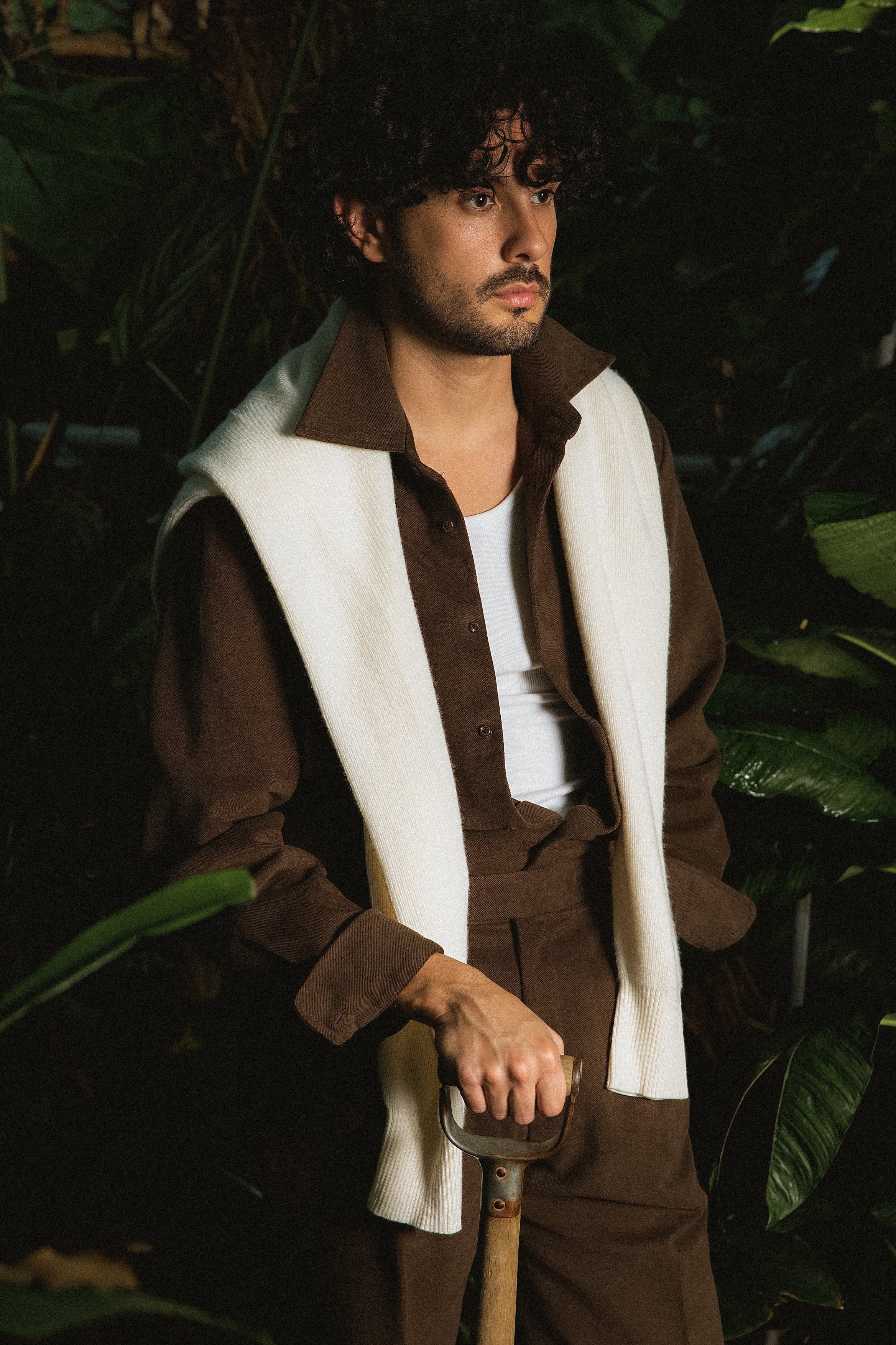 Dark Brown Cotton Trousers (Wide Fit)