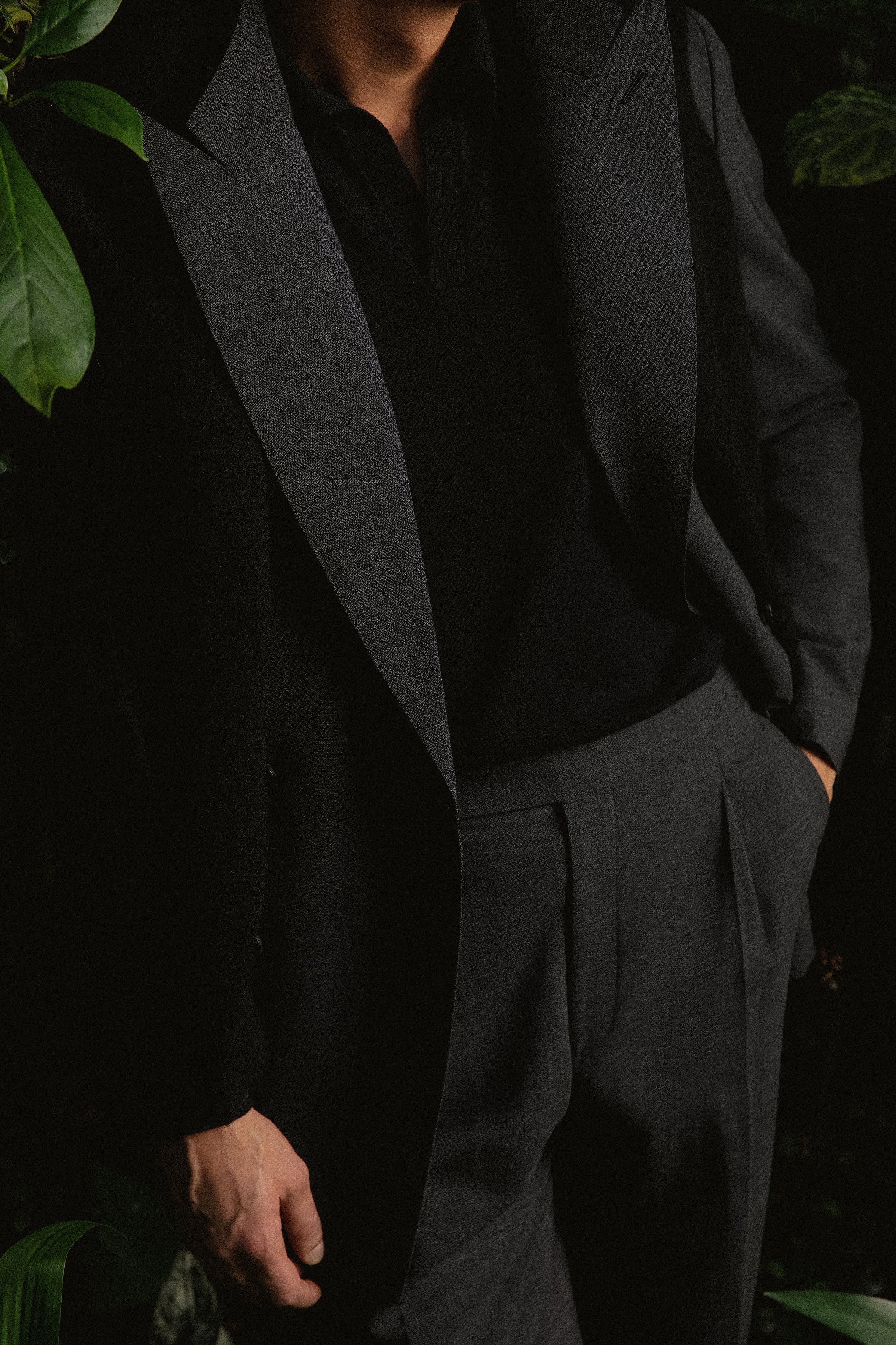 Charcoal High Twist Wool Jacket (DB)