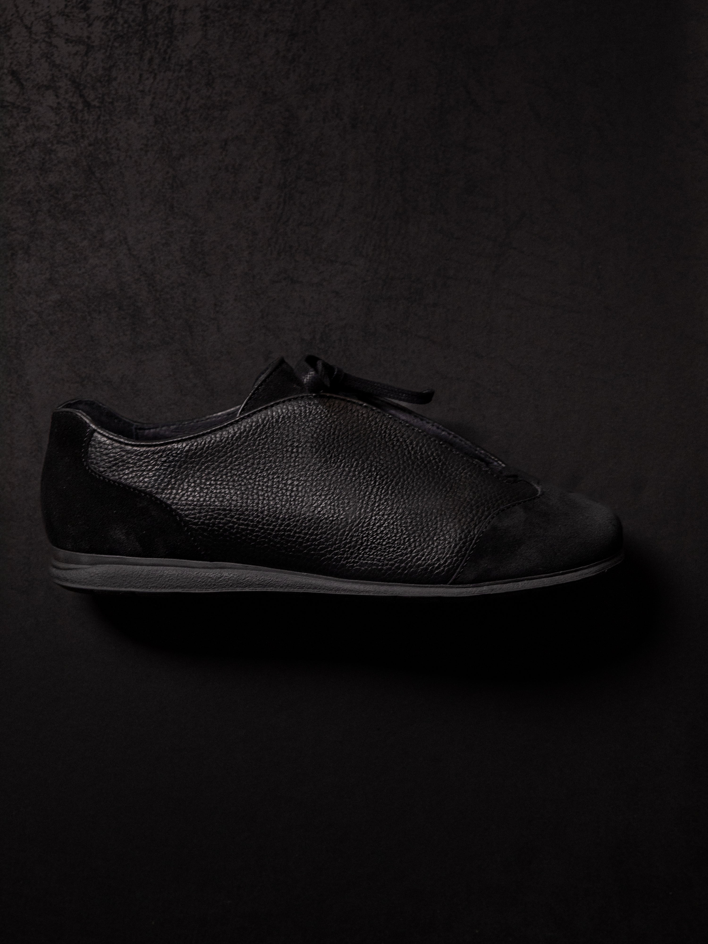 Black Leather & Suede Trainers