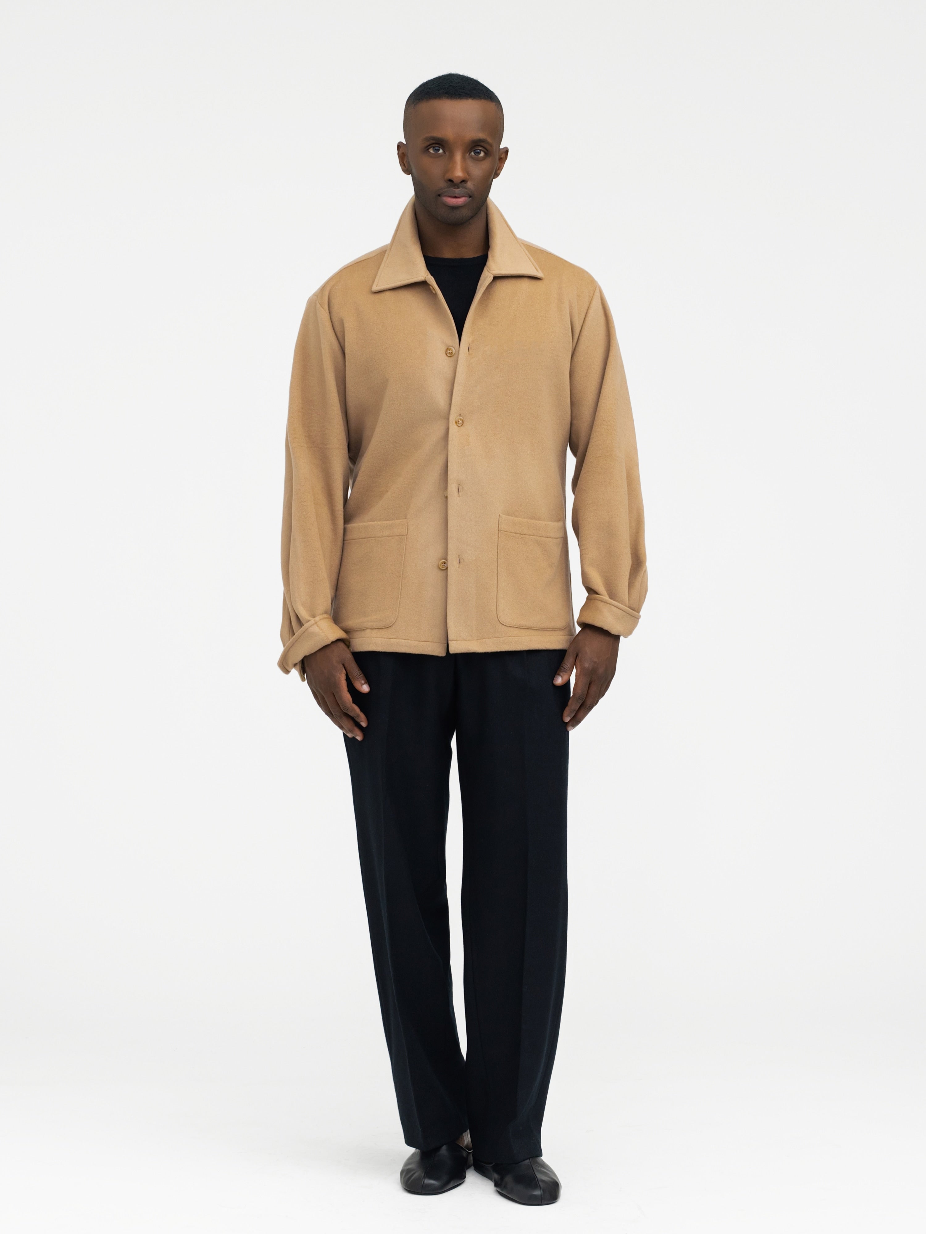 Camel Cashmere Wool Shirt Jacket - Grand Le Mar