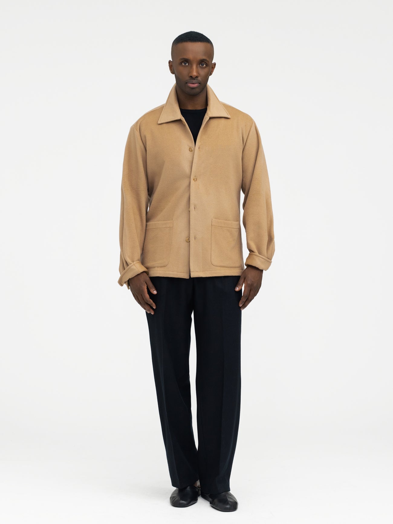 Camel Cashmere Wool Shirt Jacket - Grand Le Mar