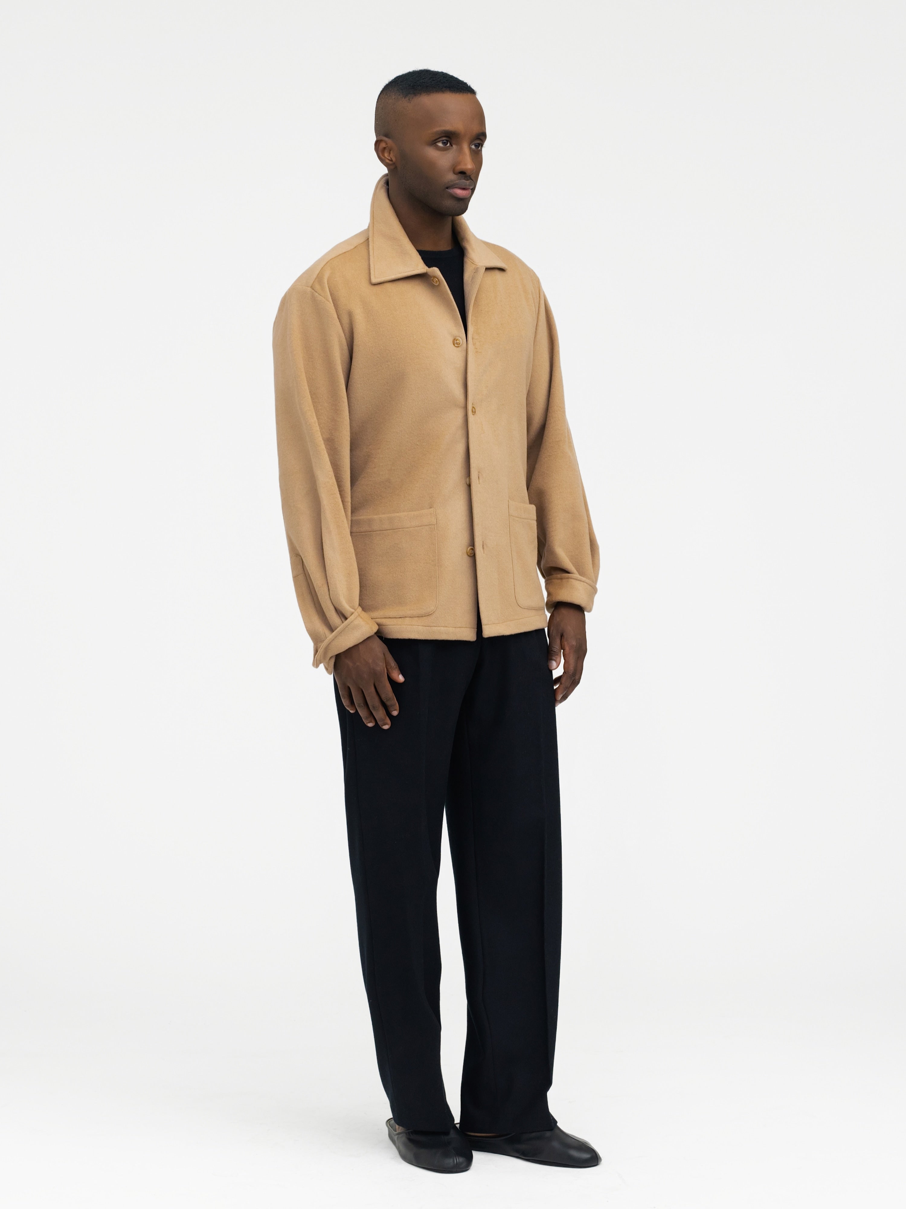 Camel Cashmere Wool Shirt Jacket - Grand Le Mar