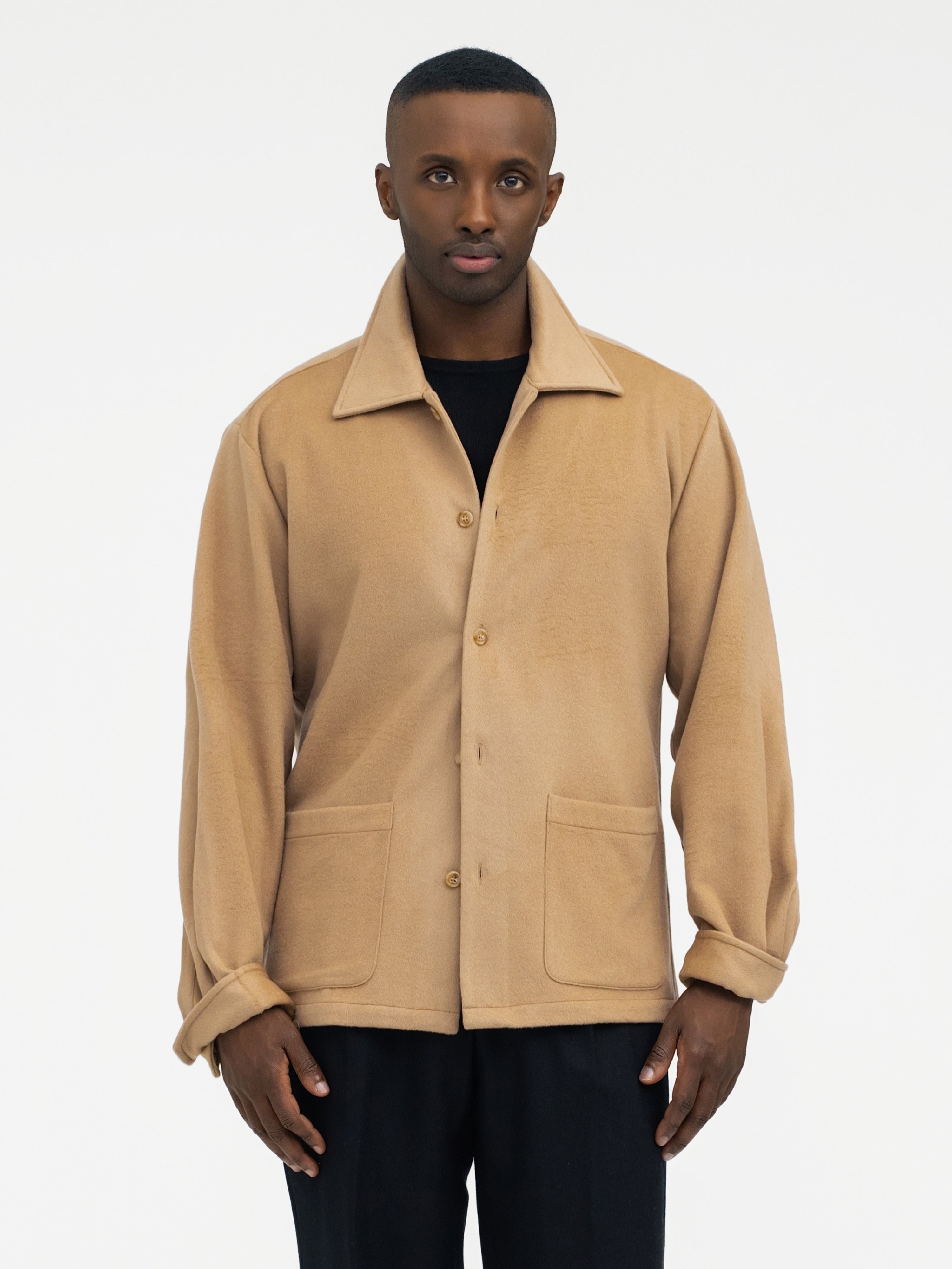 Camel Cashmere Wool Shirt Jacket - Grand Le Mar