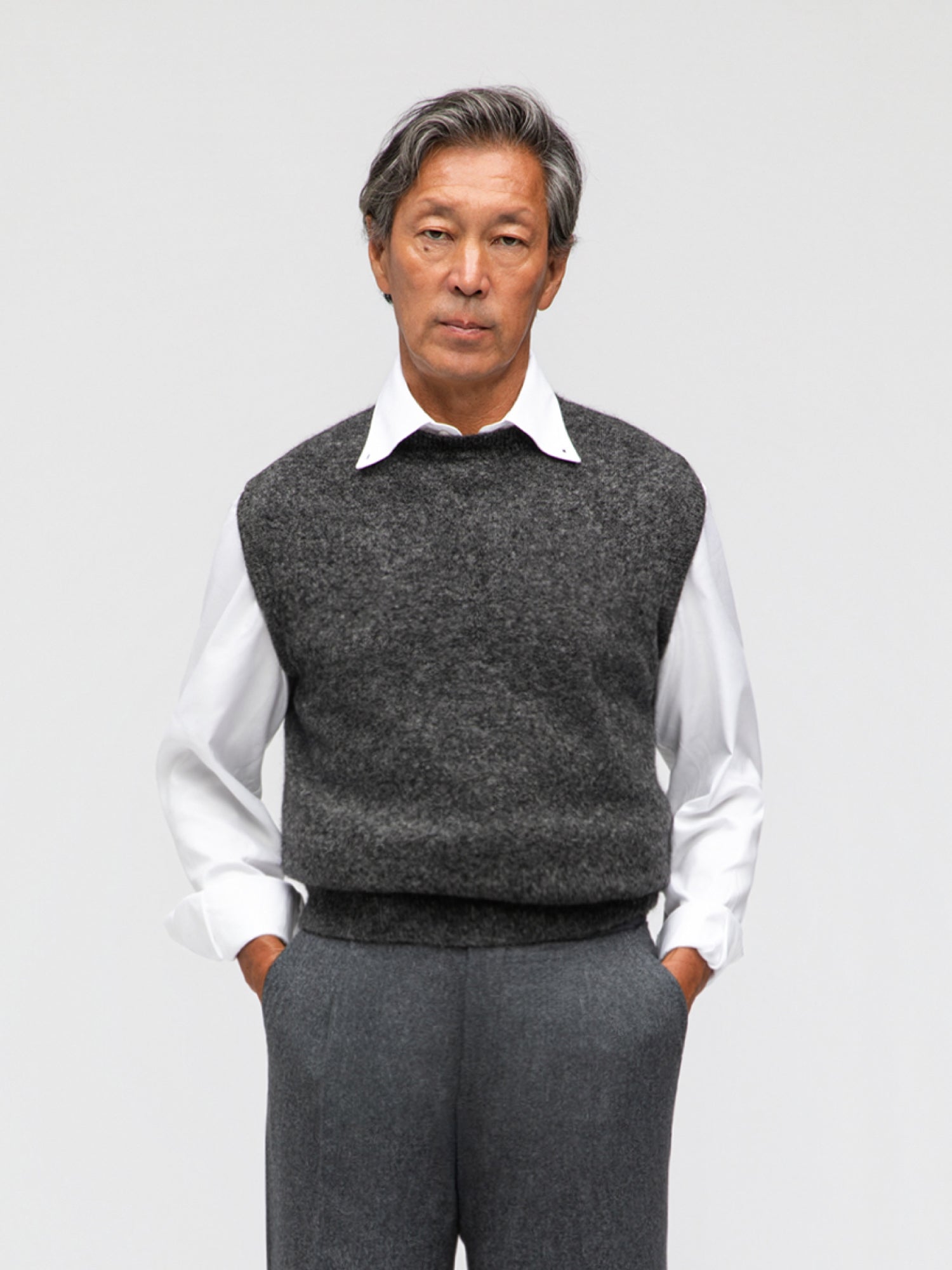 Charcoal Mohair Vest - Grand Le Mar