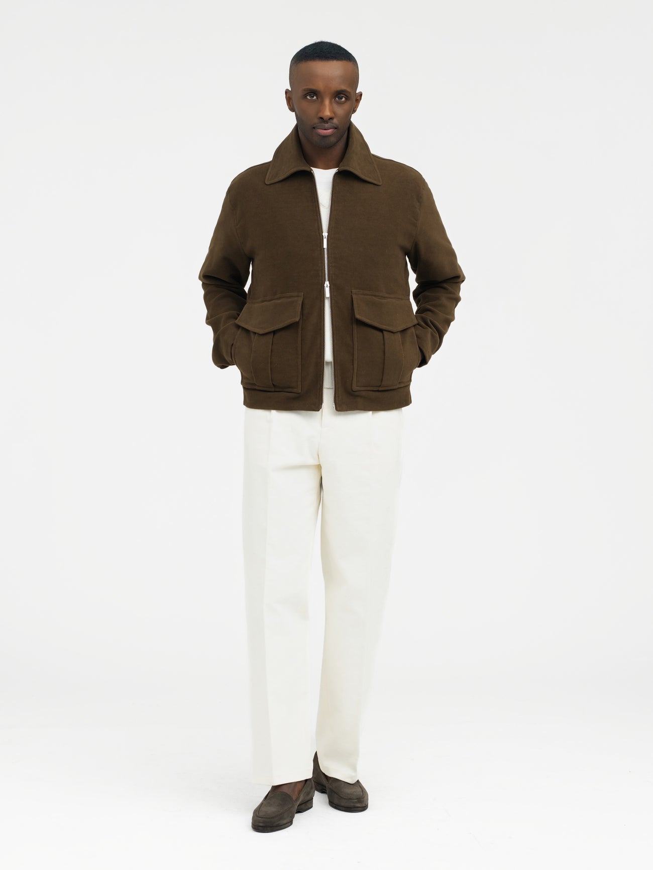 Brown Moleskin Flight Jacket - Grand Le Mar