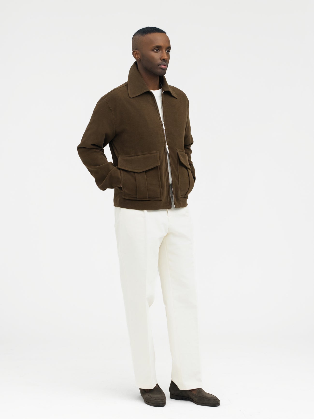 Brown Moleskin Flight Jacket - Grand Le Mar