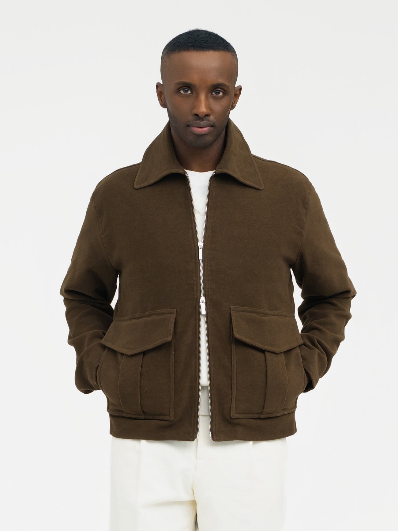 Brown Moleskin Flight Jacket - Grand Le Mar