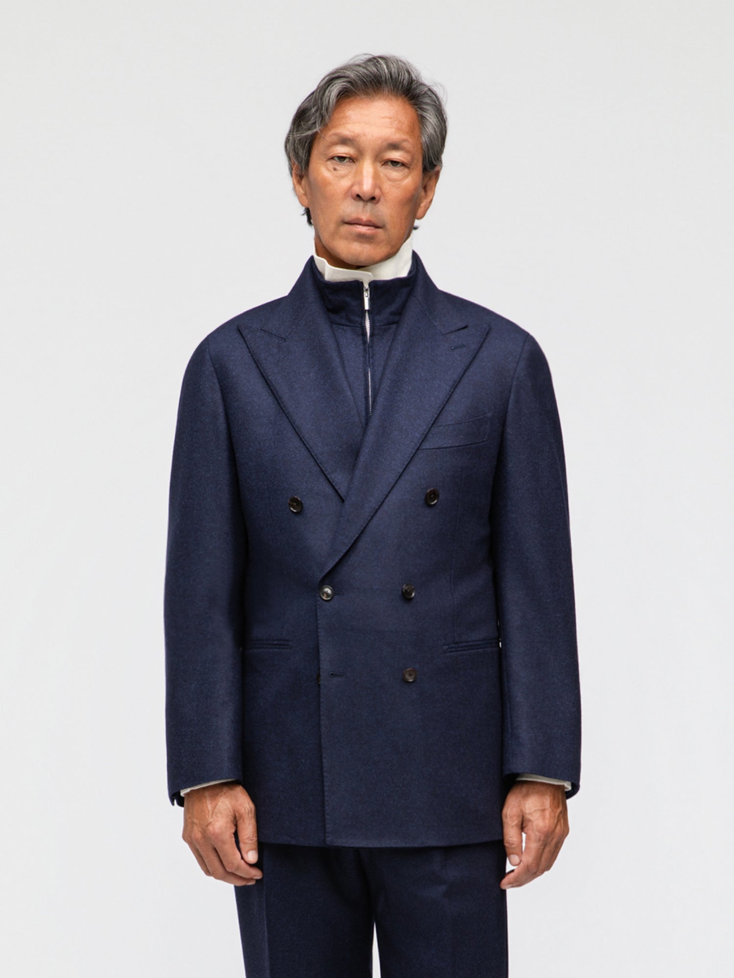 Navy Flannel Wool Suit (DB) - Grand Le Mar