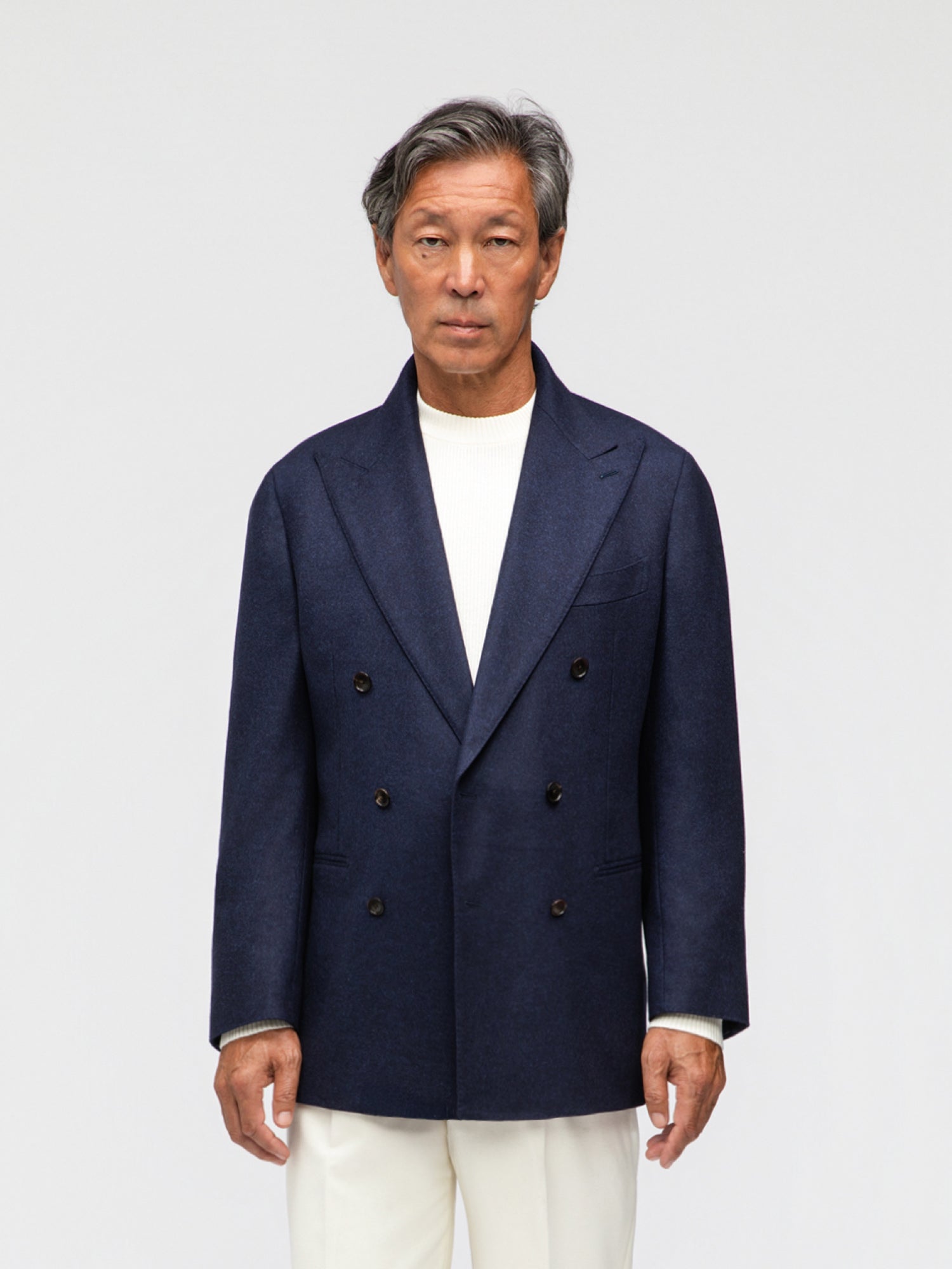 Navy Flannel Wool Jacket (DB) - Grand Le Mar
