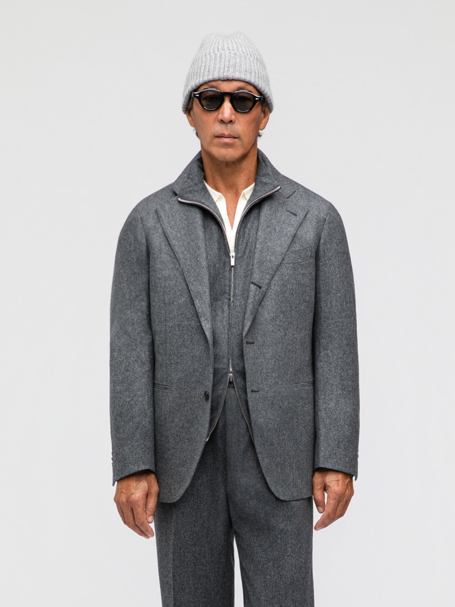 Mid Grey Flannel Wool Suit (SB) - Grand Le Mar