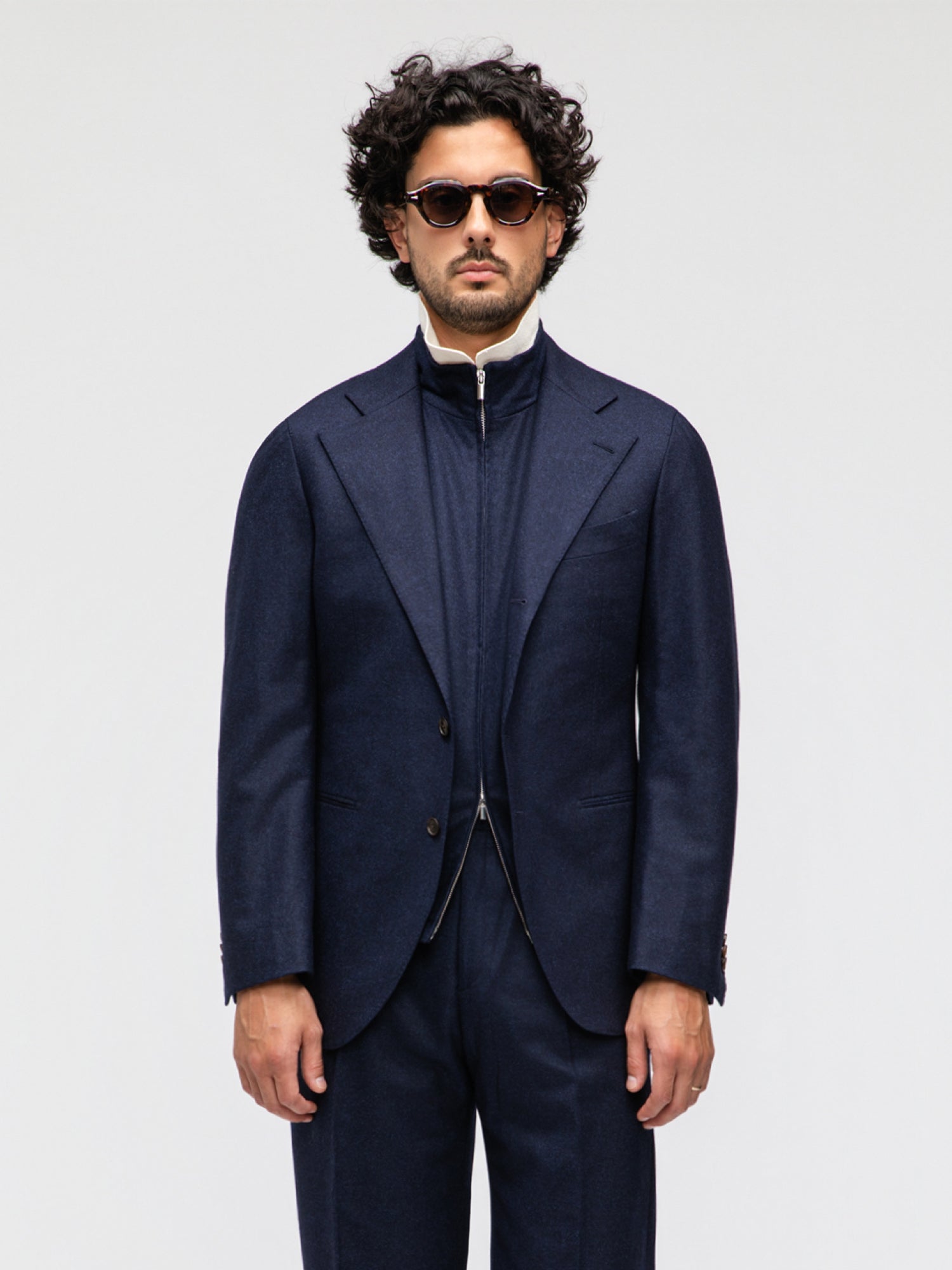 Navy Flannel Wool Suit (SB) - Grand Le Mar