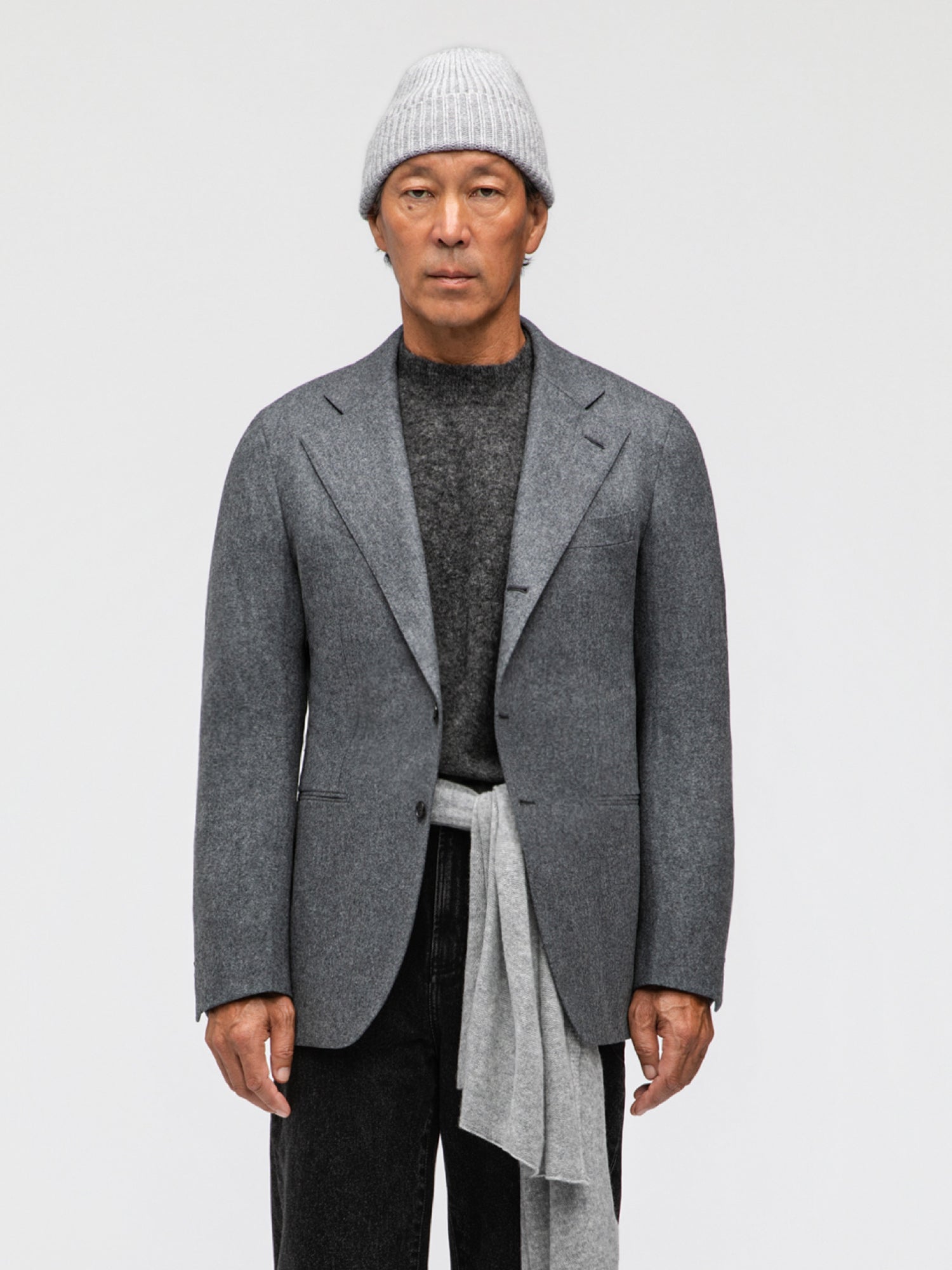 Mid Grey Flannel Wool Jacket (SB) - Grand Le Mar