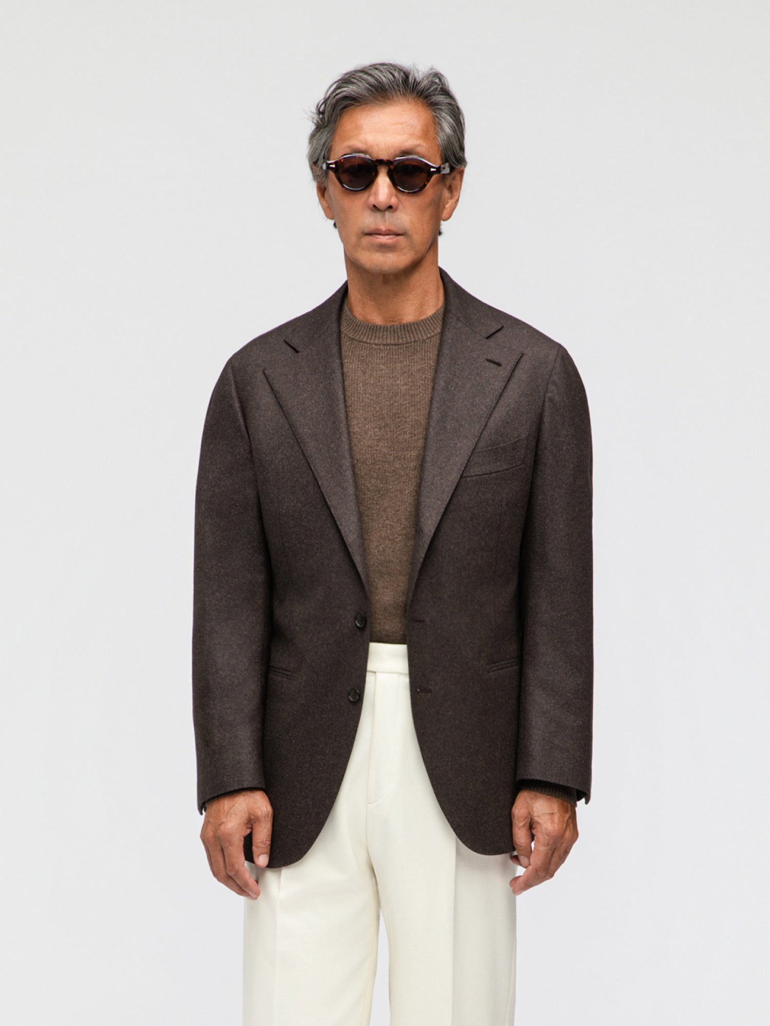 Brown Flannel Wool Jacket (SB) - Grand Le Mar