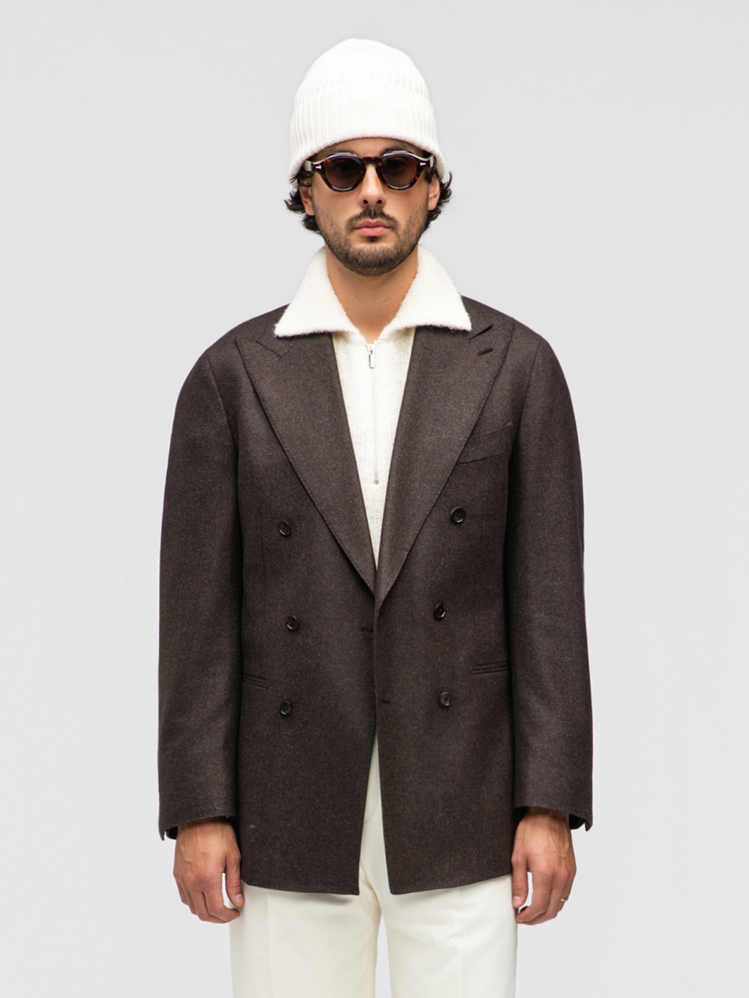 Brown Flannel Wool Jacket (DB) - Grand Le Mar