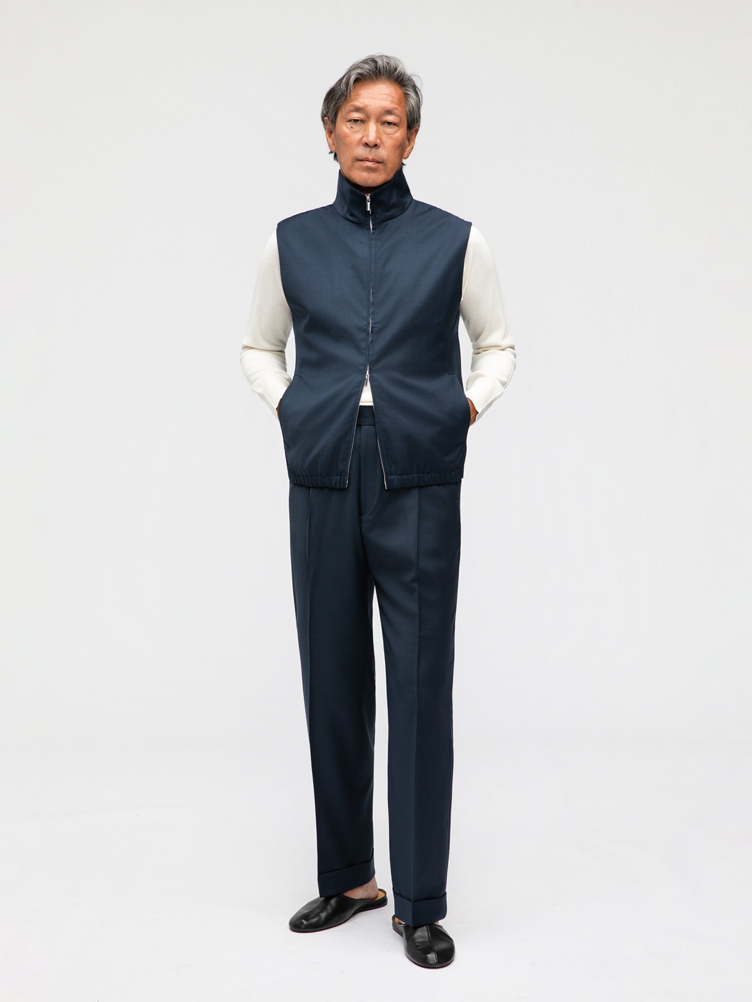 Navy Wool Vest - Grand Le Mar