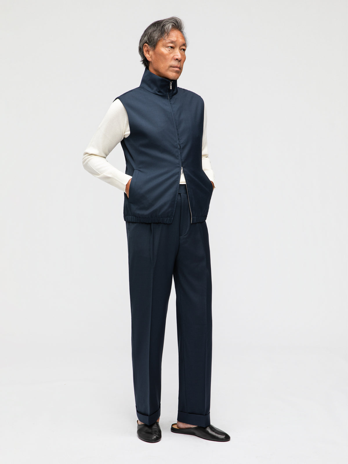 Navy Wool Vest - Grand Le Mar