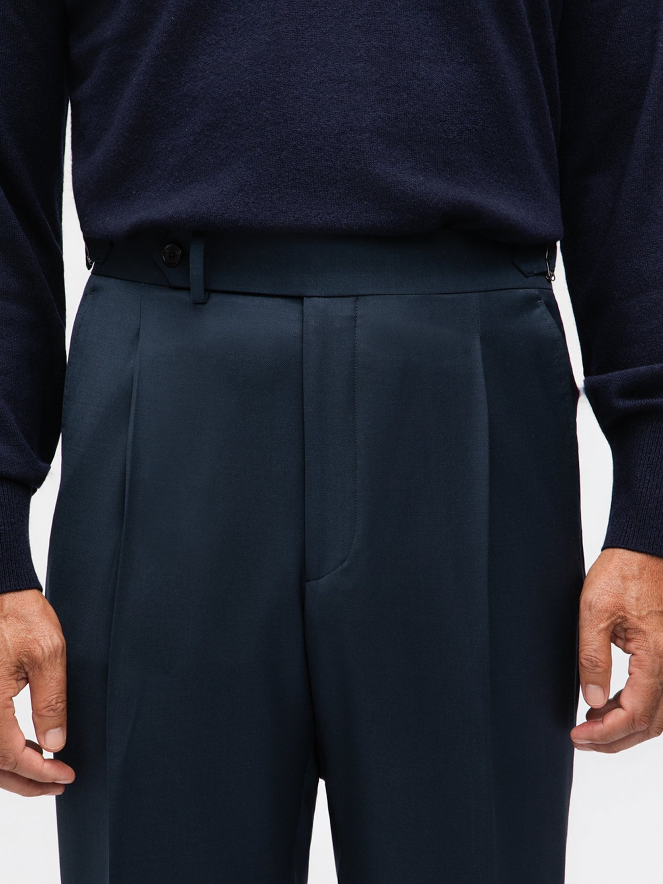 Navy Wool Trousers (Straight Fit) - Grand Le Mar