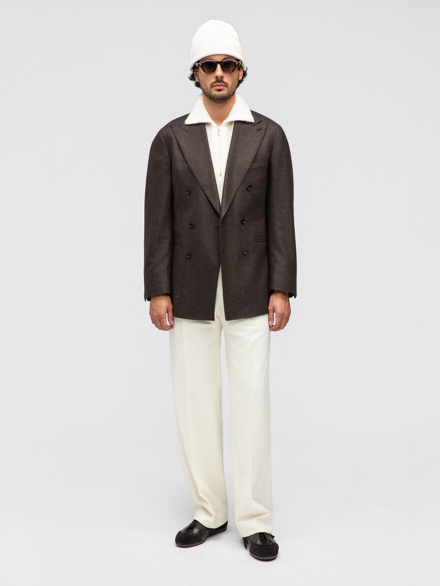 Brown Flannel Wool Jacket (DB) - Grand Le Mar