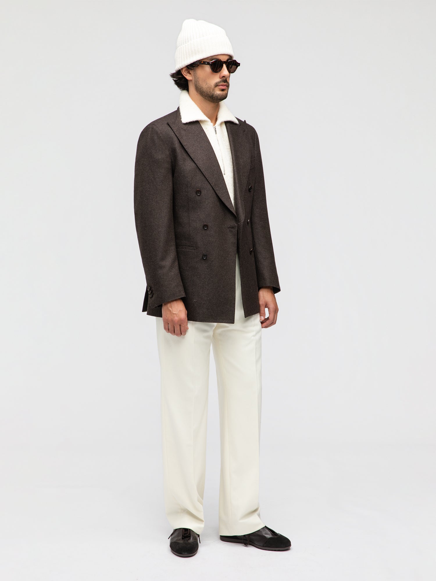 Brown Flannel Wool Jacket (DB) - Grand Le Mar