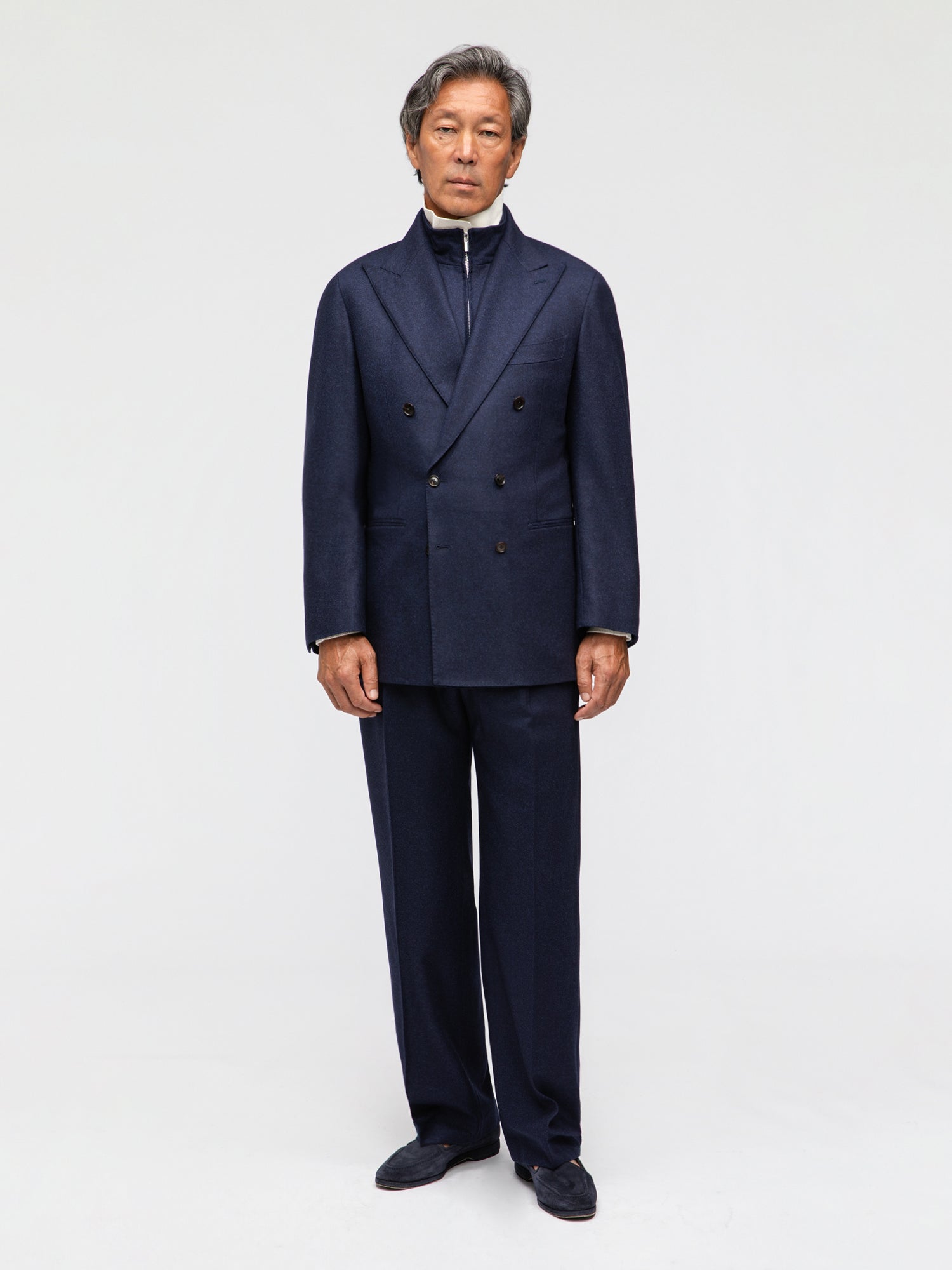 Navy Flannel Wool Suit (DB) - Grand Le Mar