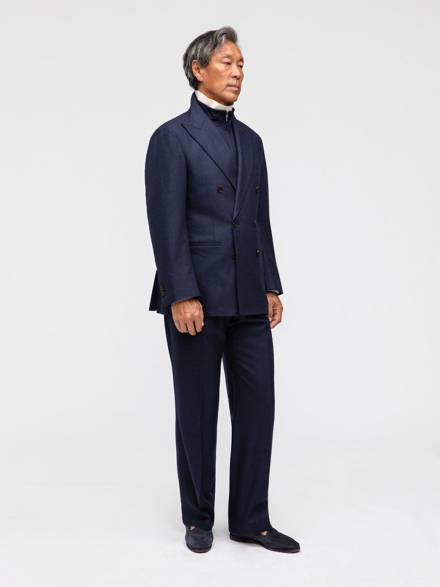 Navy Flannel Wool Suit (DB) - Grand Le Mar