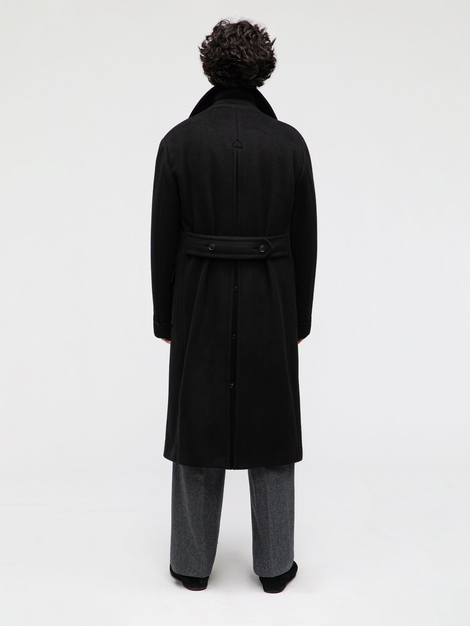 Black Wool Cashmere Polo Coat - Grand Le Mar