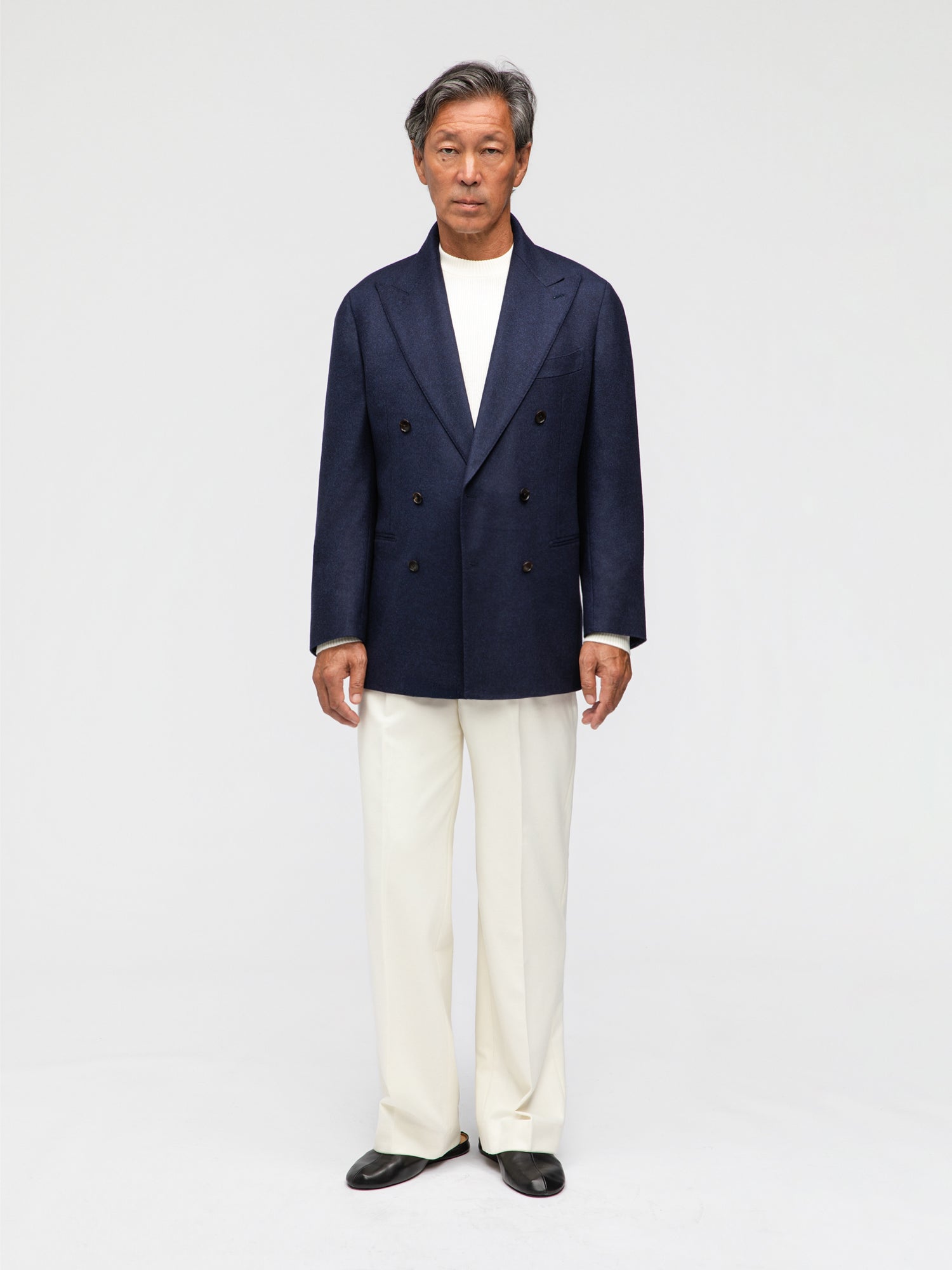 Navy Flannel Wool Jacket (DB) - Grand Le Mar