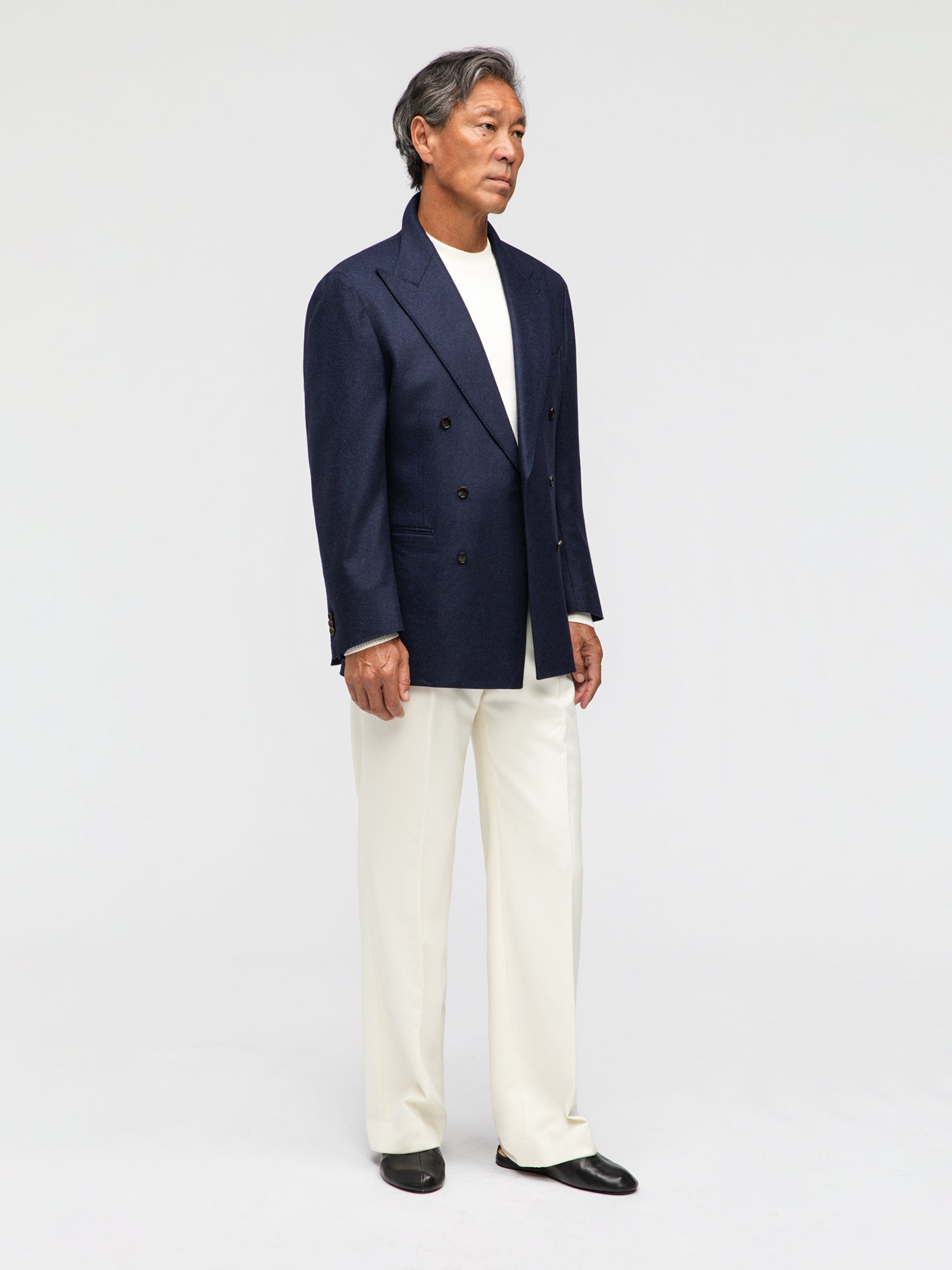 Navy Flannel Wool Jacket (DB) - Grand Le Mar