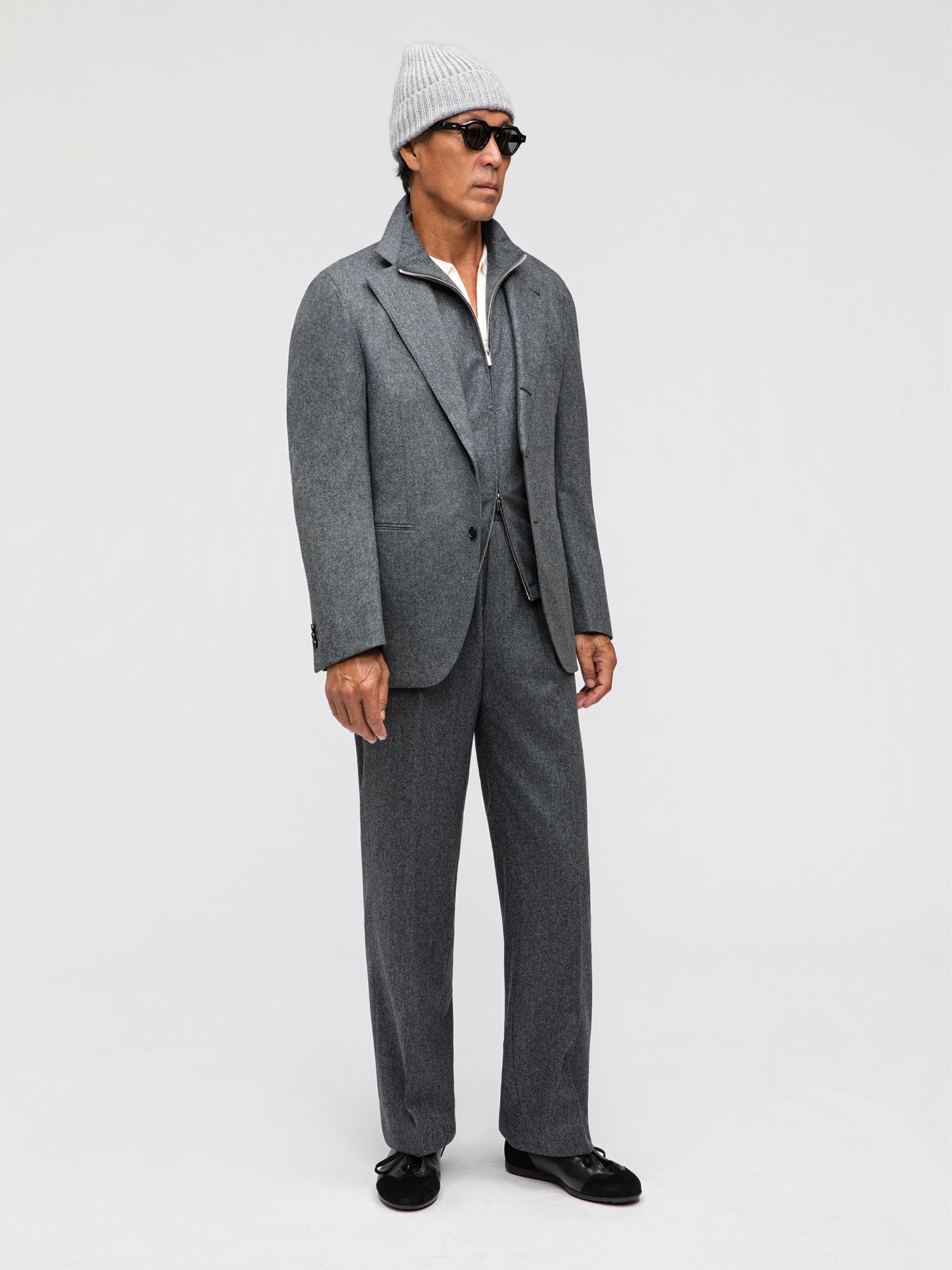Mid Grey Flannel Wool Suit (SB) - Grand Le Mar