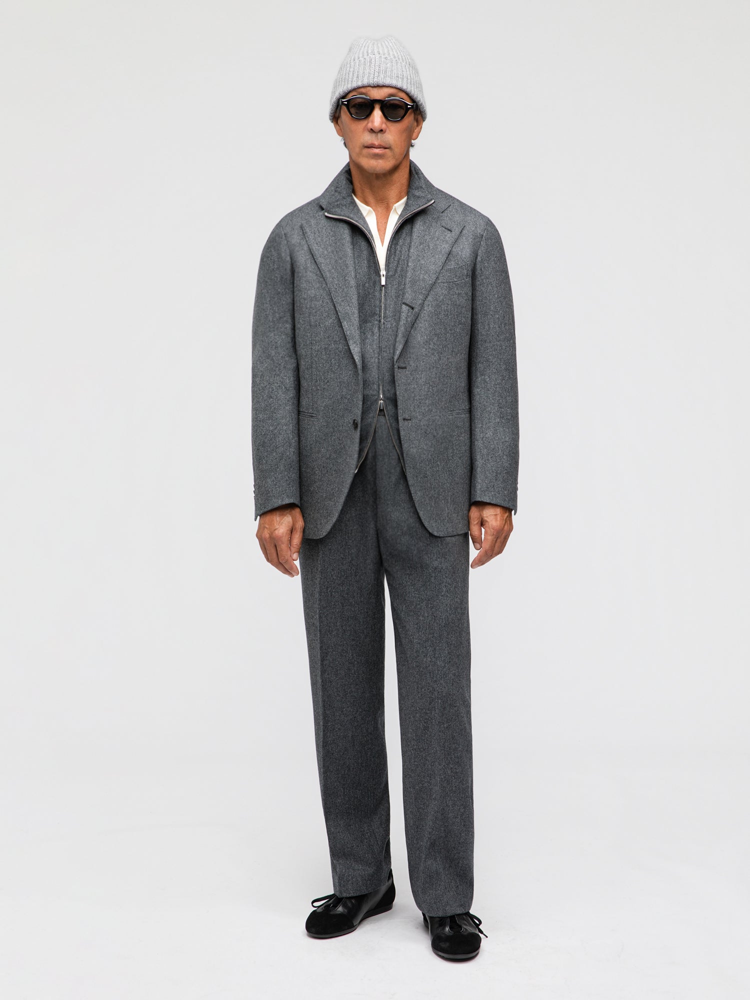 Mid Grey Flannel Wool Suit (SB) - Grand Le Mar