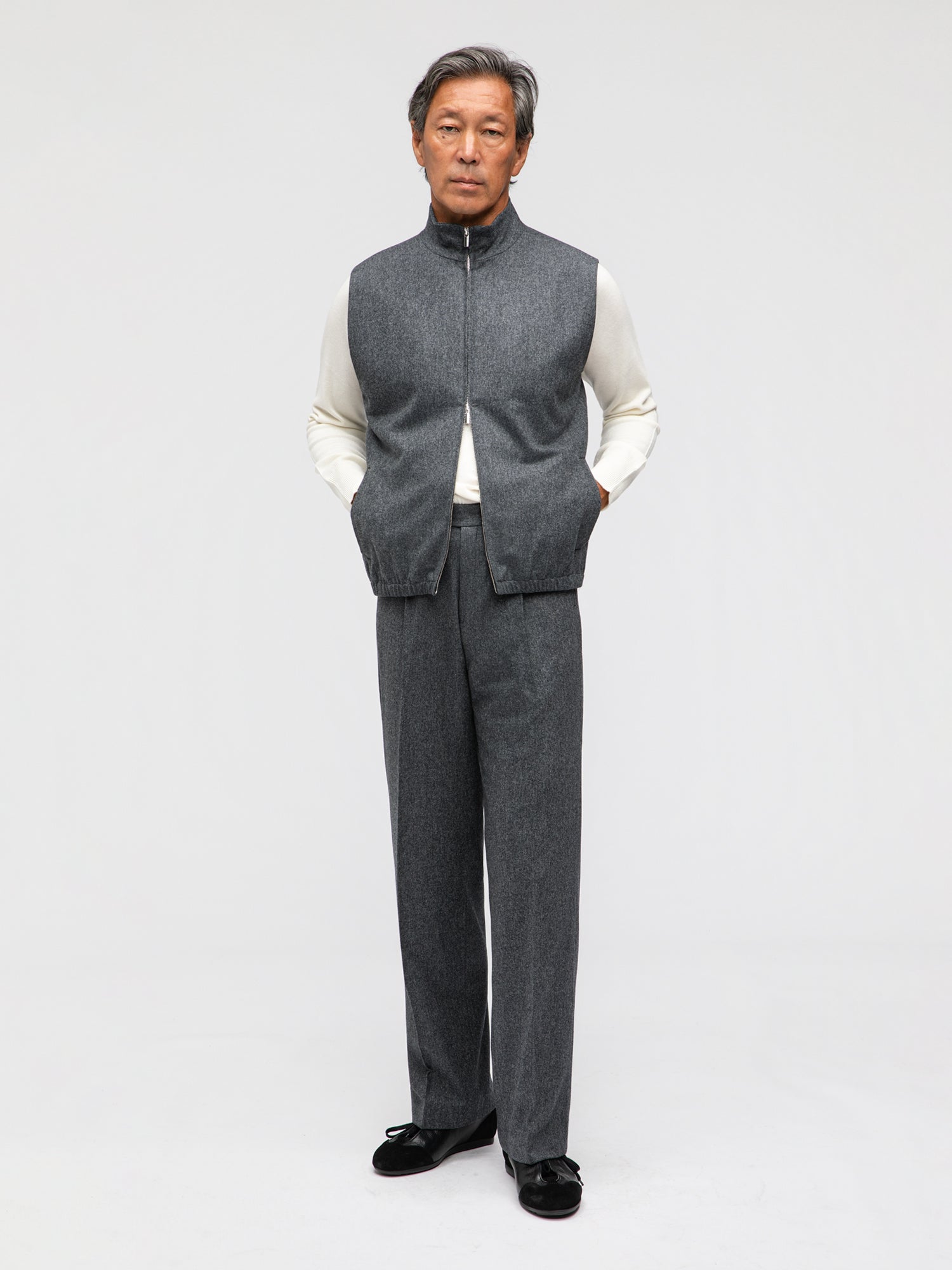Mid Grey Flannel Vest - Grand Le Mar