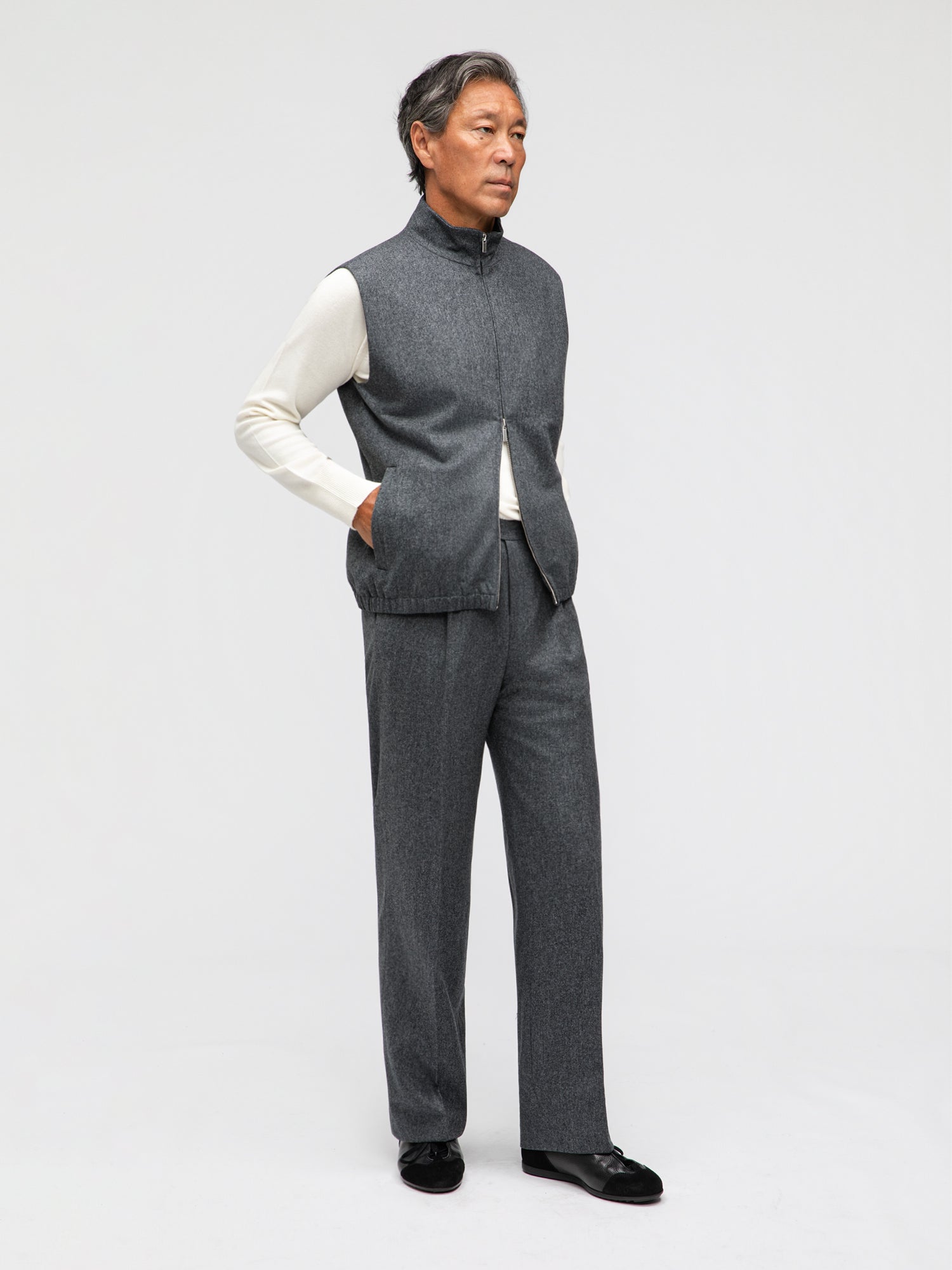 Mid Grey Flannel Vest - Grand Le Mar
