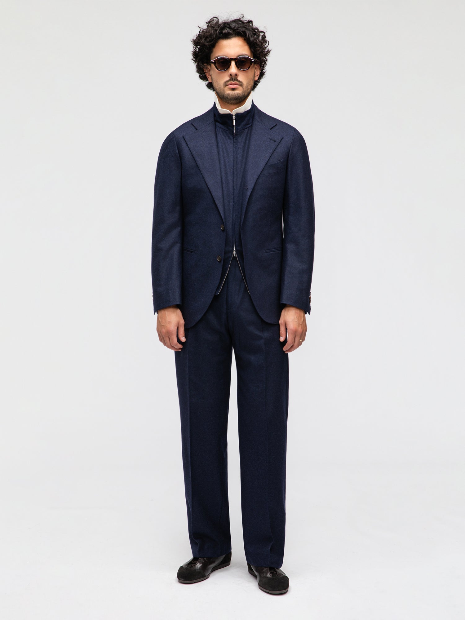 Navy Flannel Wool Suit (SB) - Grand Le Mar