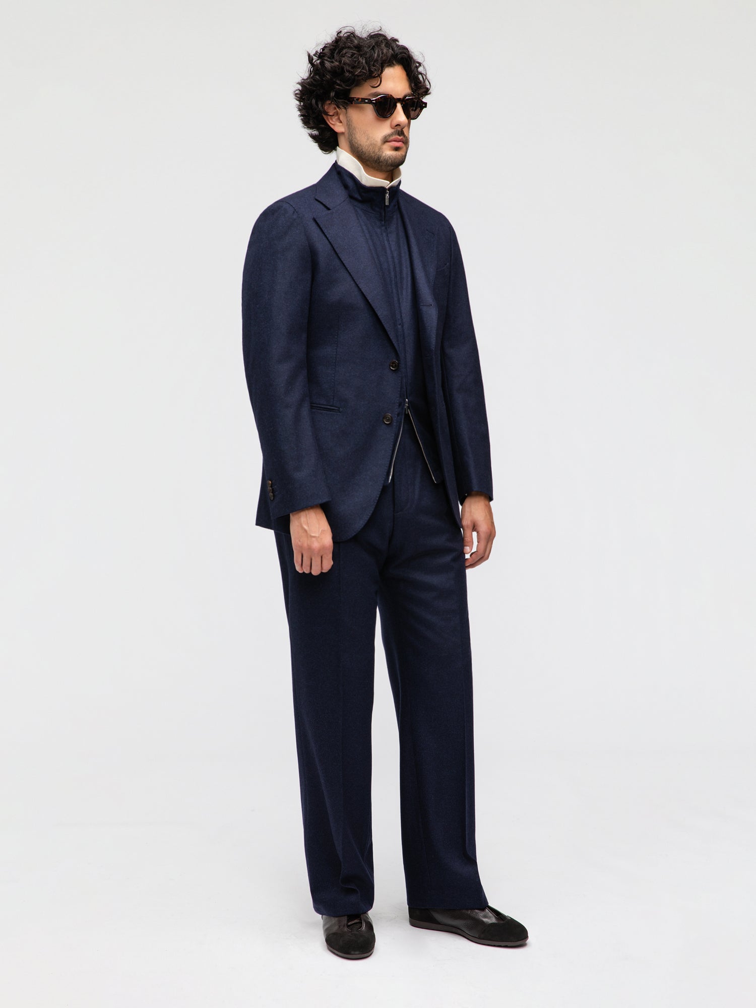 Navy Flannel Wool Suit (SB) - Grand Le Mar