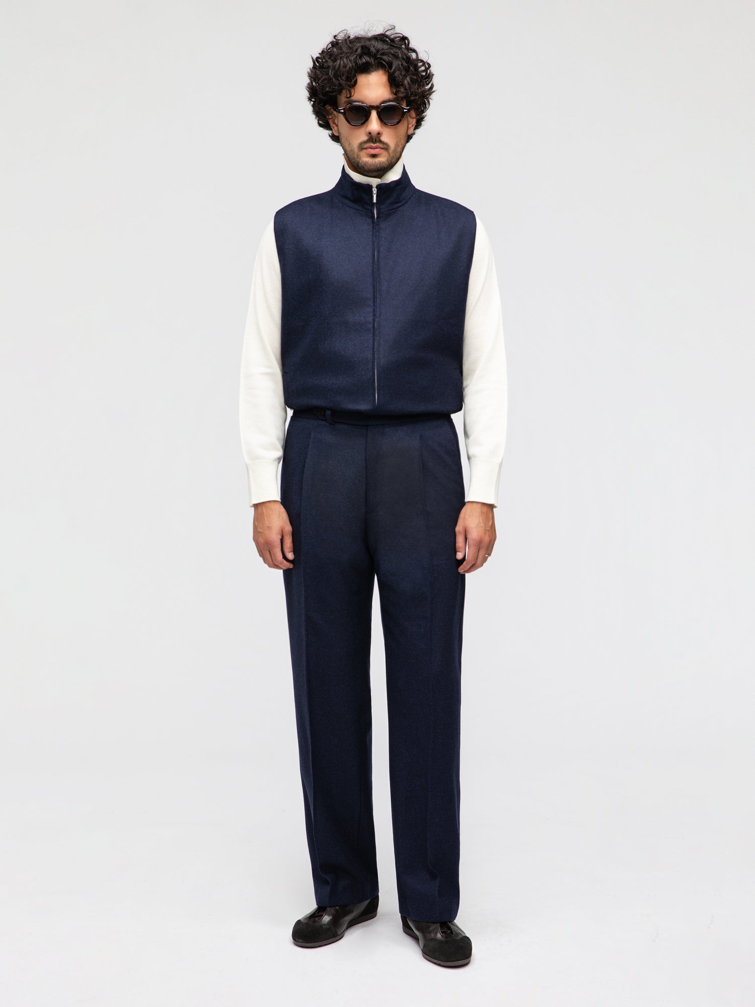 Navy Flannel Wool Suit (SB) - Grand Le Mar