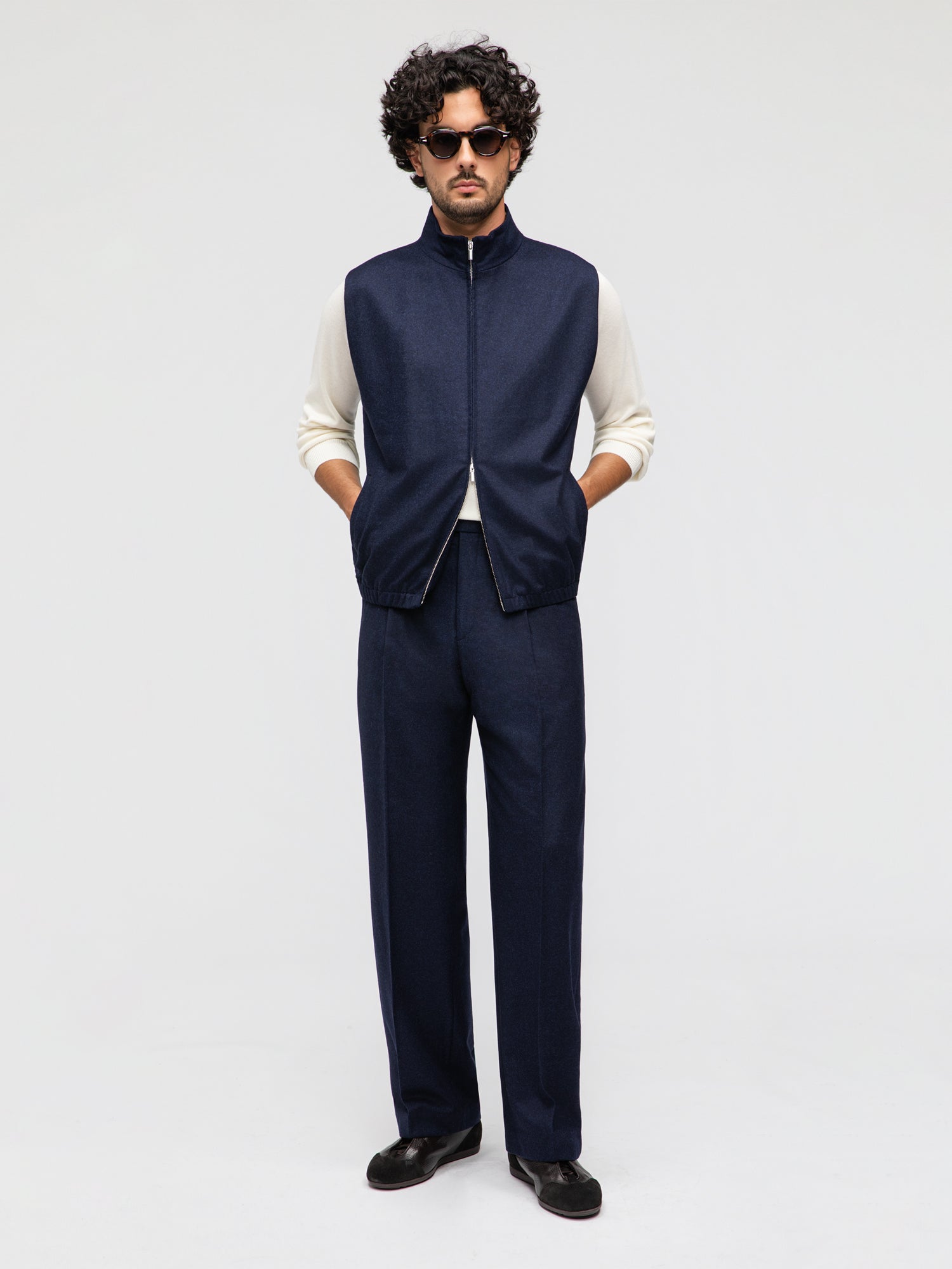 Navy Flannel Vest - Grand Le Mar