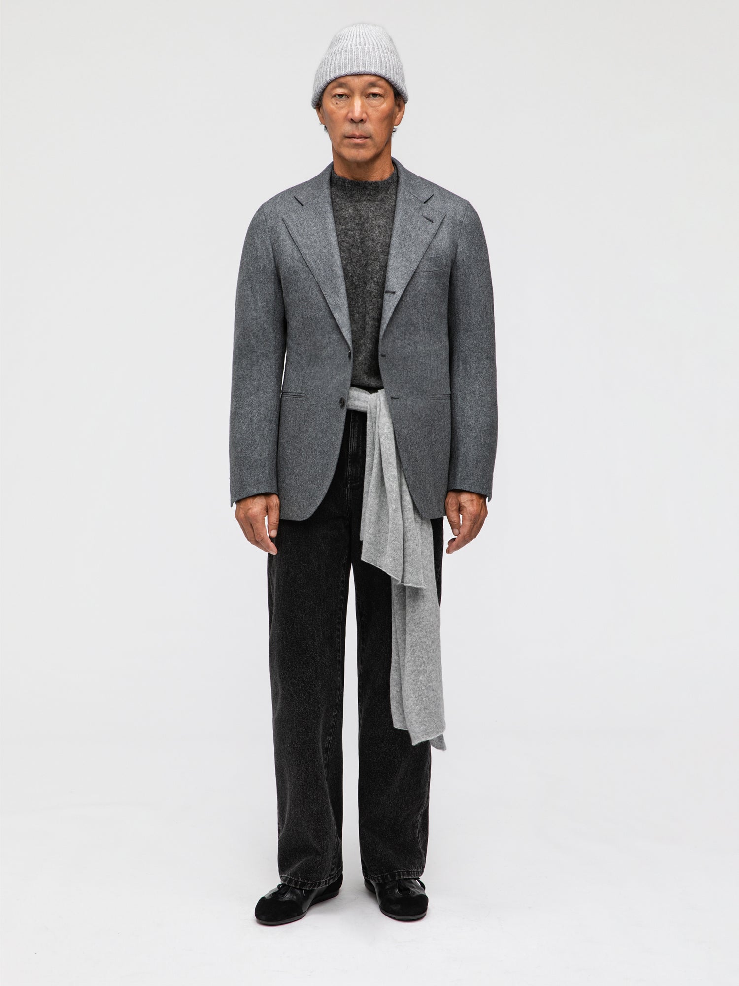Mid Grey Flannel Wool Jacket (SB) - Grand Le Mar