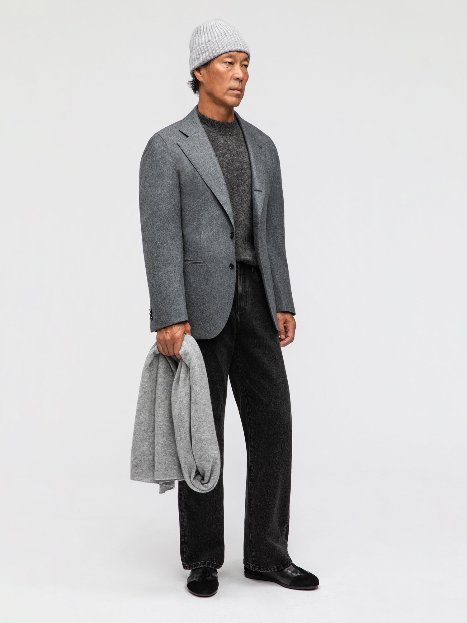 Mid Grey Flannel Wool Jacket (SB) - Grand Le Mar