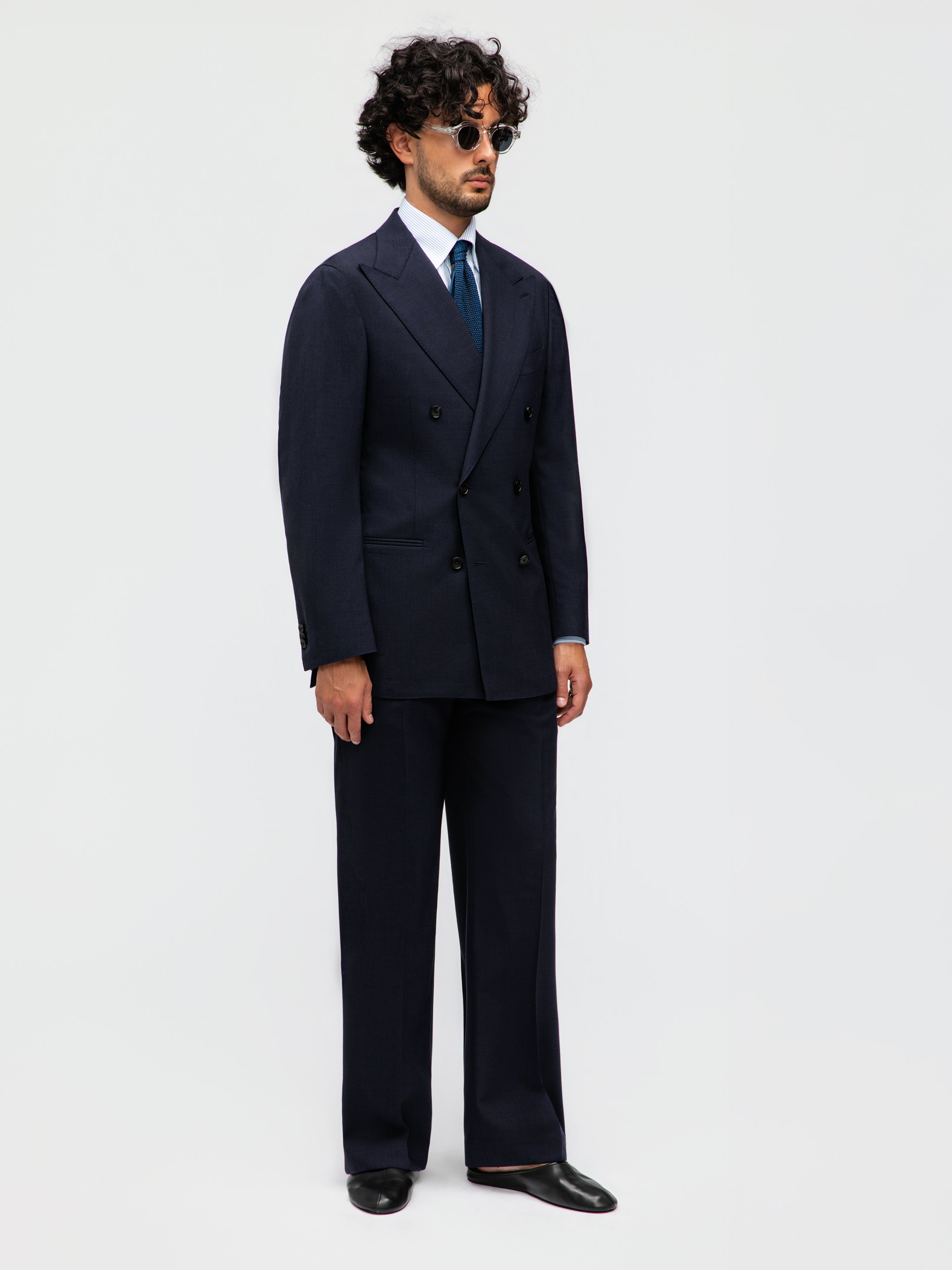 Navy High Twist Wool Suit (DB)