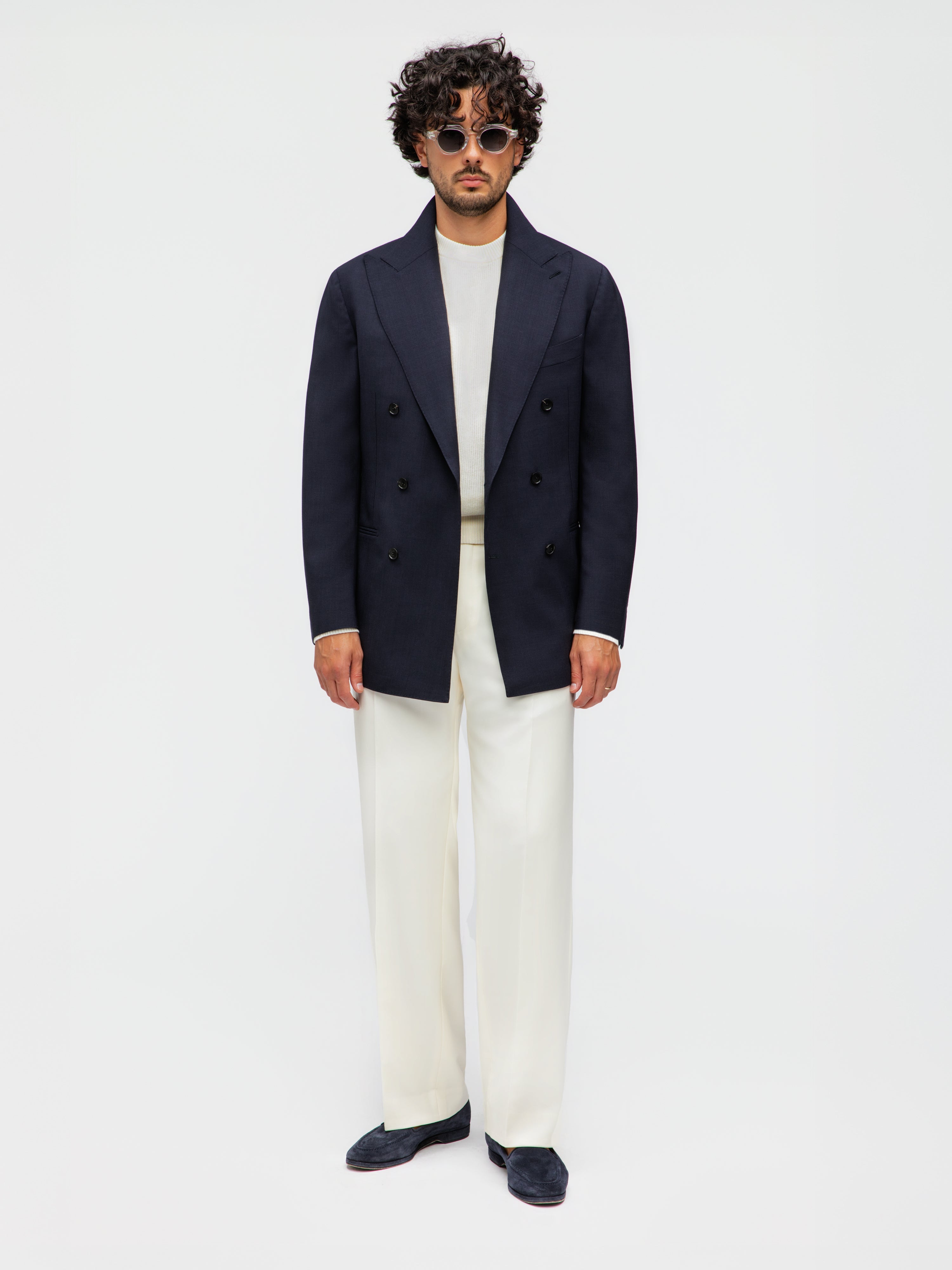 Navy High Twist Wool Jacket (DB)