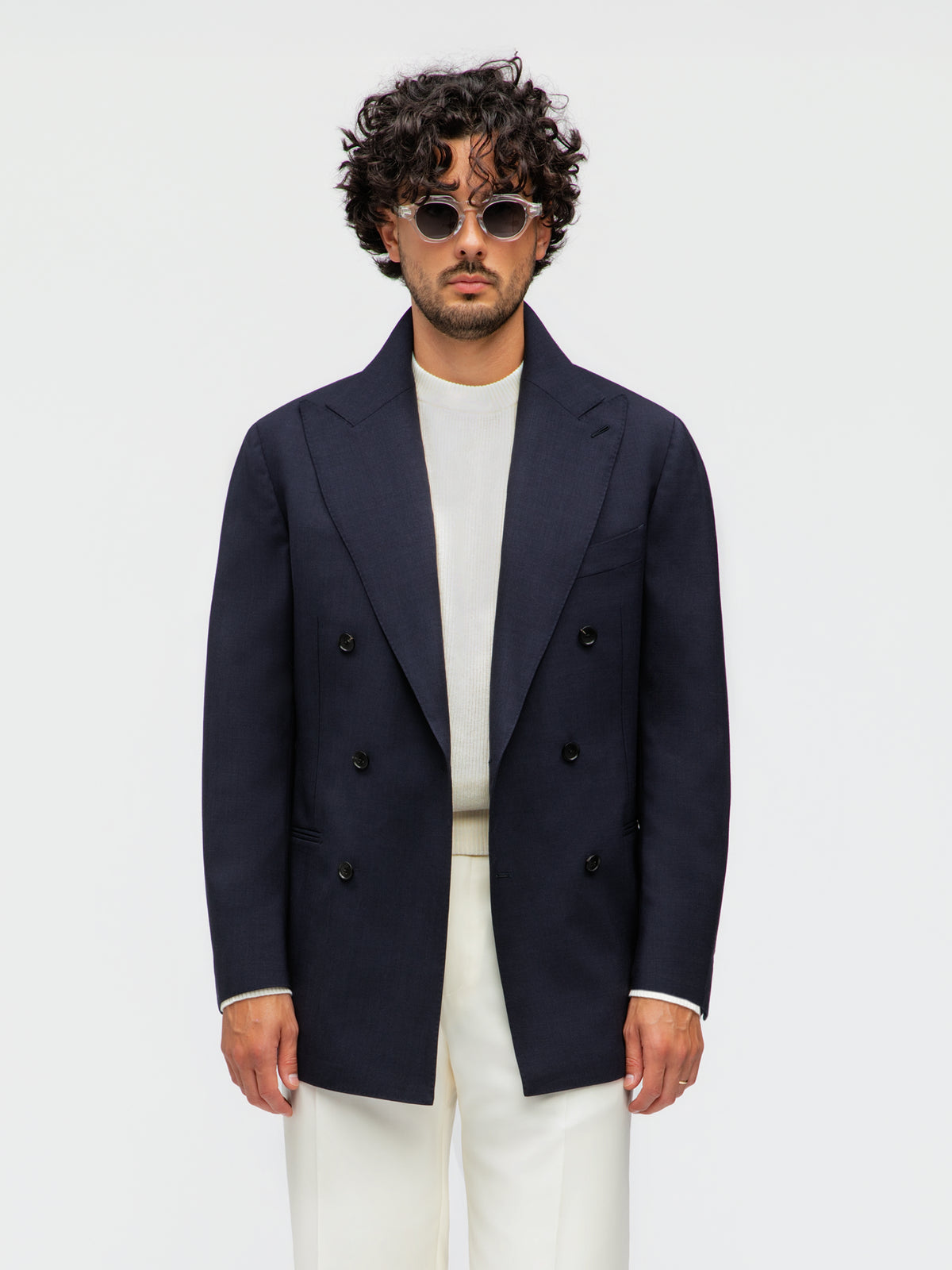 Navy High Twist Wool Jacket (DB)