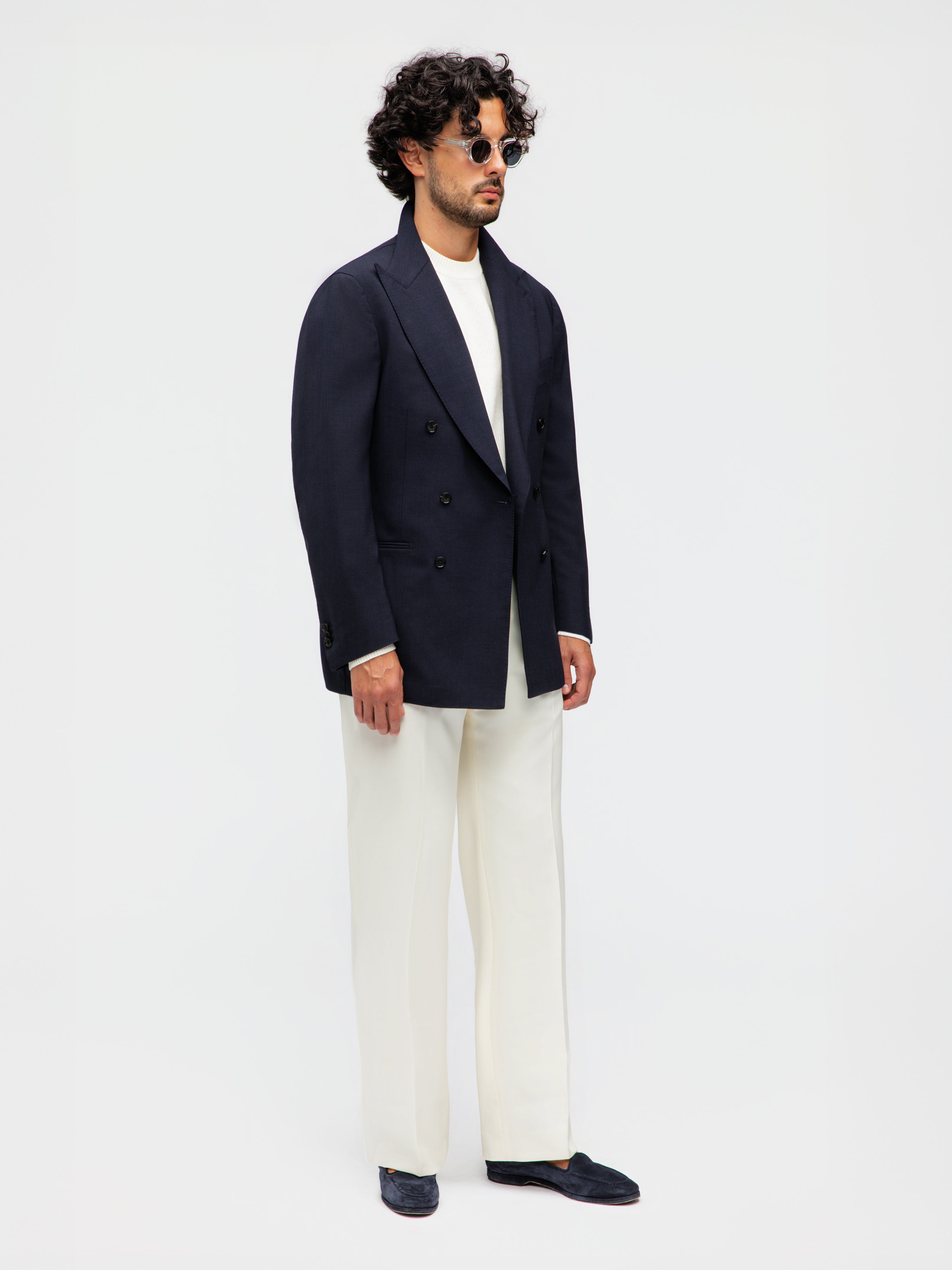 Navy High Twist Wool Jacket (DB)