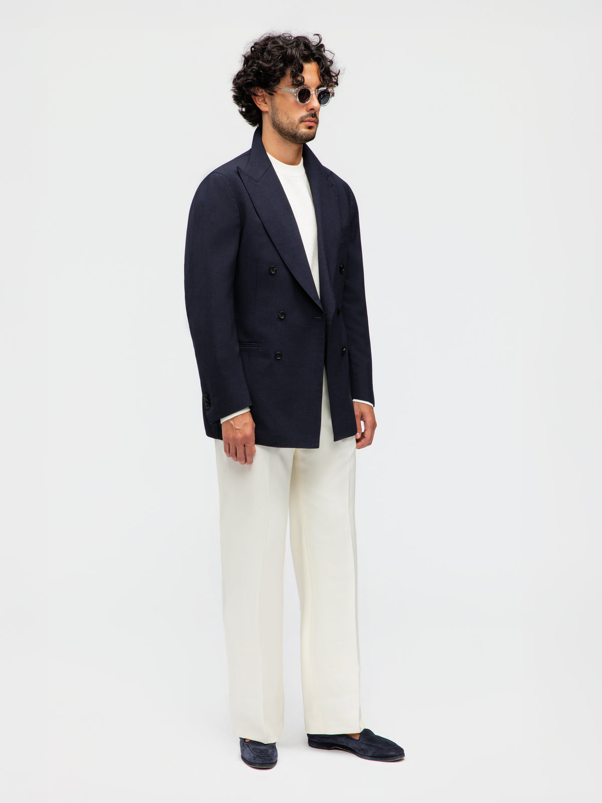 Navy High Twist Wool Jacket (DB)