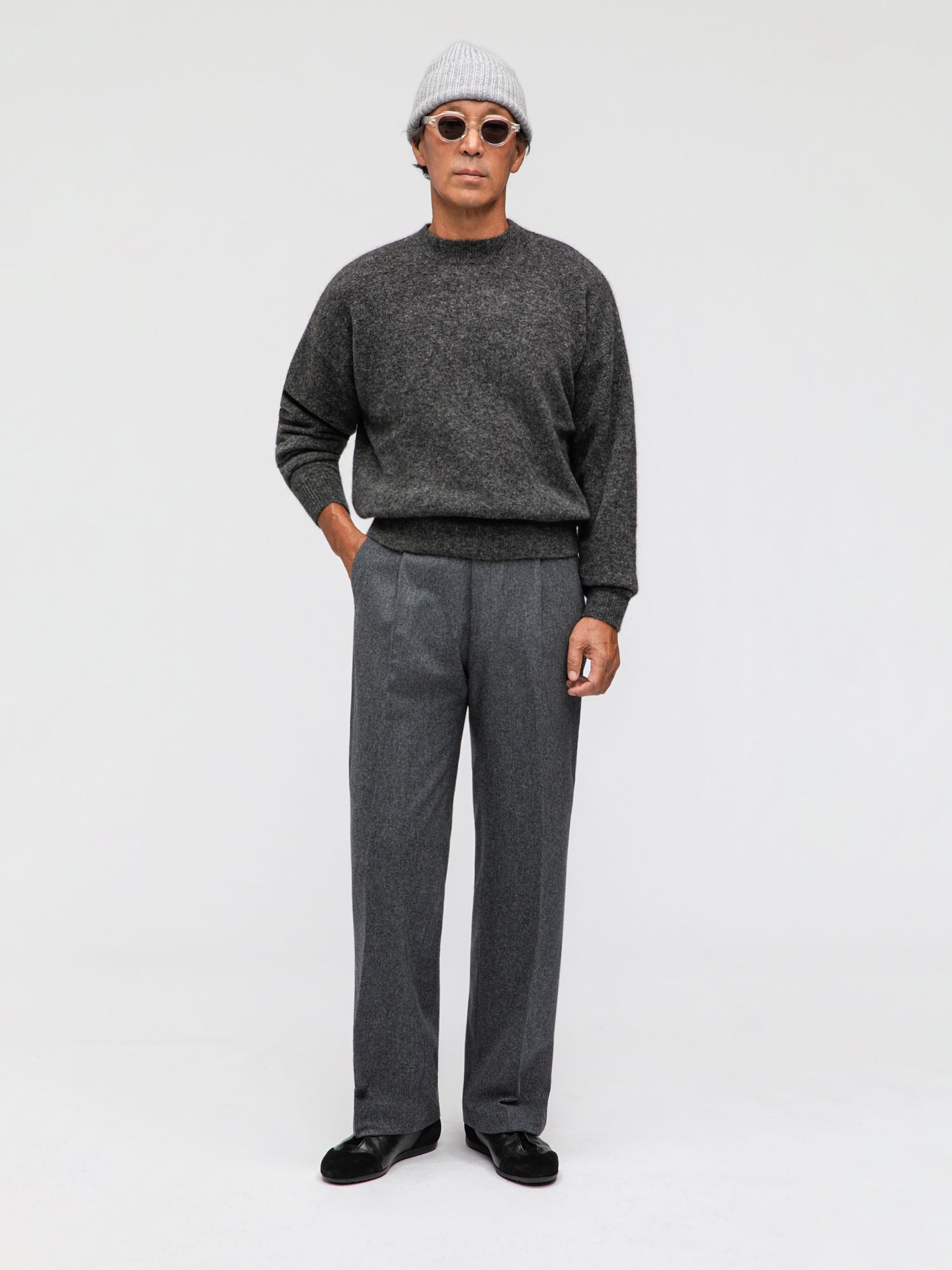 Charcoal Mohair Crewneck - Grand Le Mar